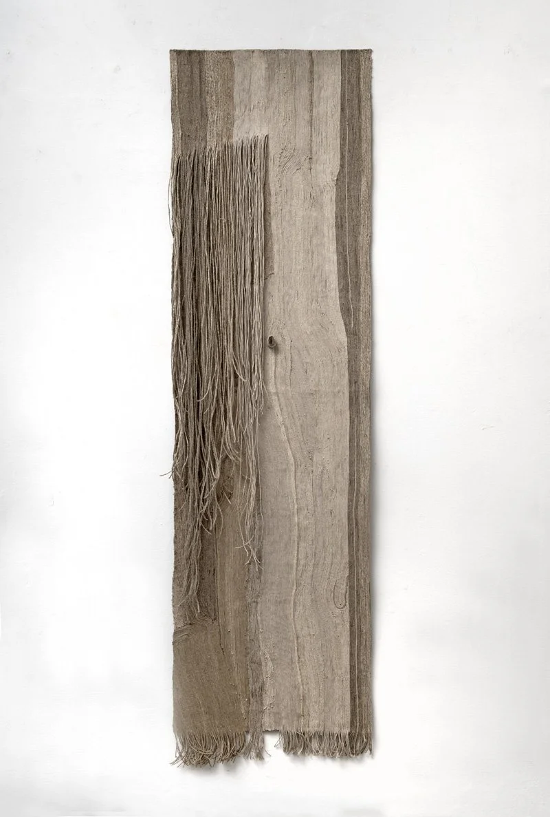 Debra Disman, LA FORÊT I, fiber on canvas, 62x17x1"
