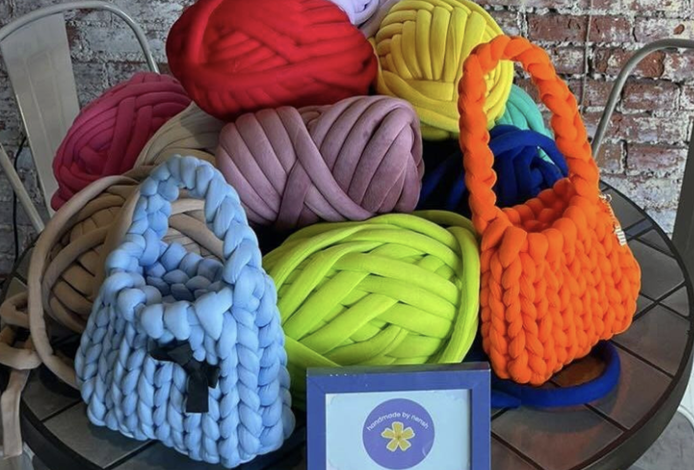 Finger Knit Dumpling Bag