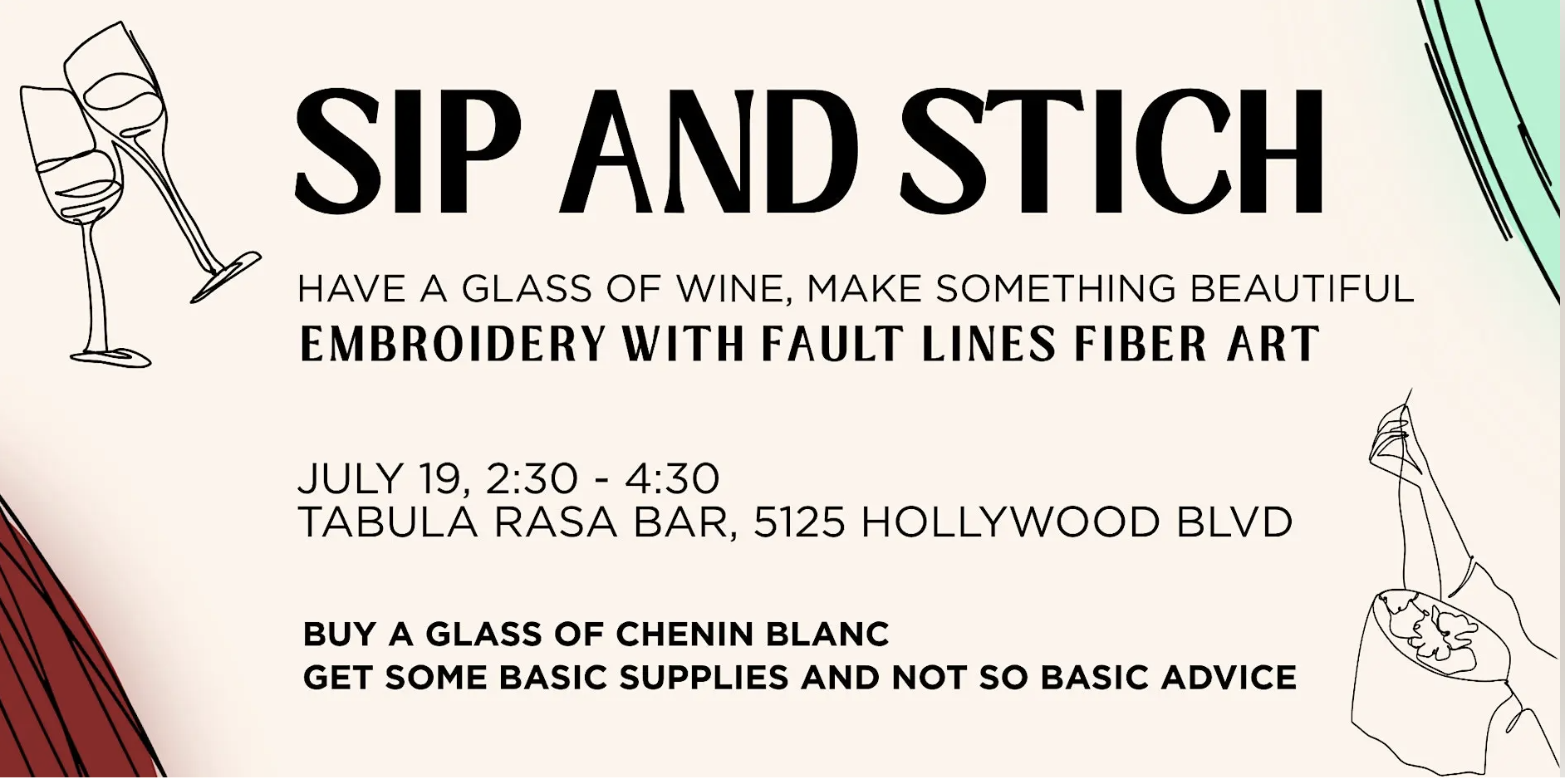 Fault Lines Fiber Art: Sip & Stitch