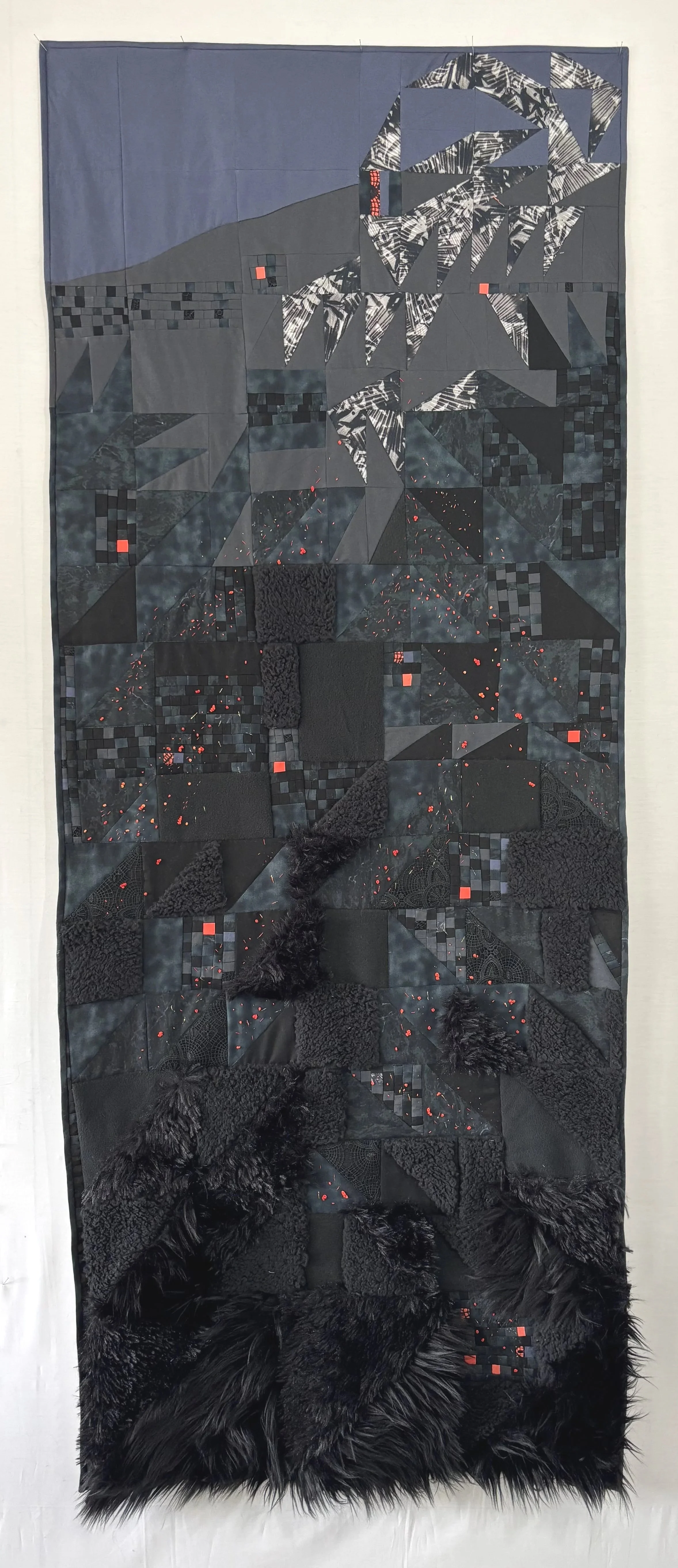 Nicki Voss, LA Fire Harbinger (1)
embroidery on quilt
