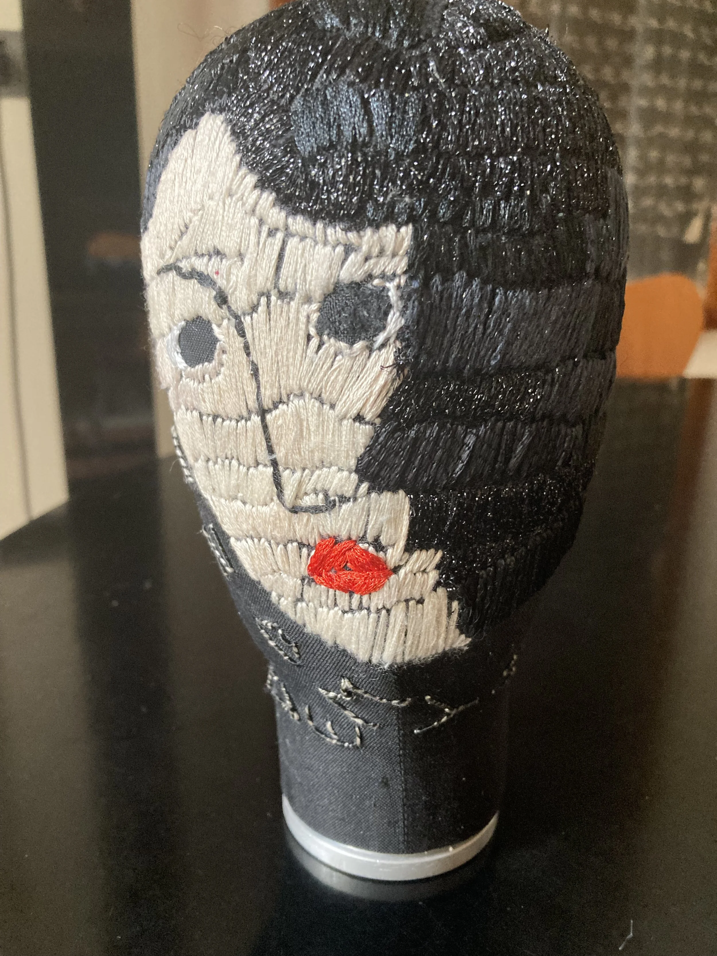 Isabella Tonchi, Me and My Darkside, embroidery, cloth
covered wood