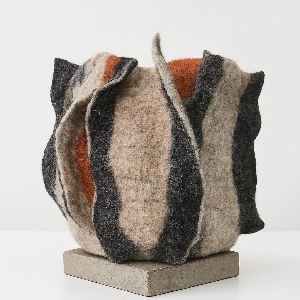 Jan Rolston, Desert Cactus Sienna, wool felt, 11x9x9"