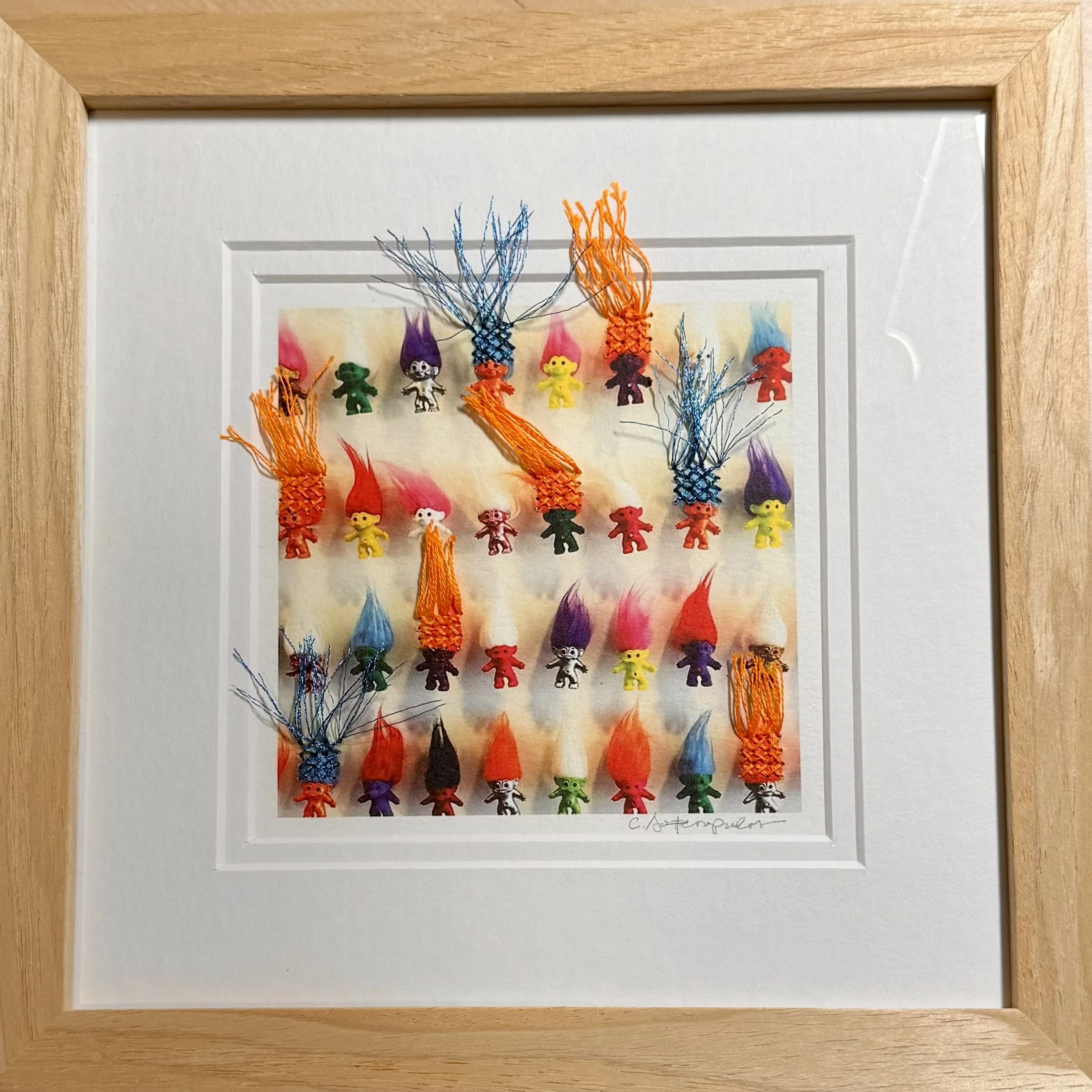 Connie Soteropulos, Coifs, lurex embroidery thread on paper, 5x5"