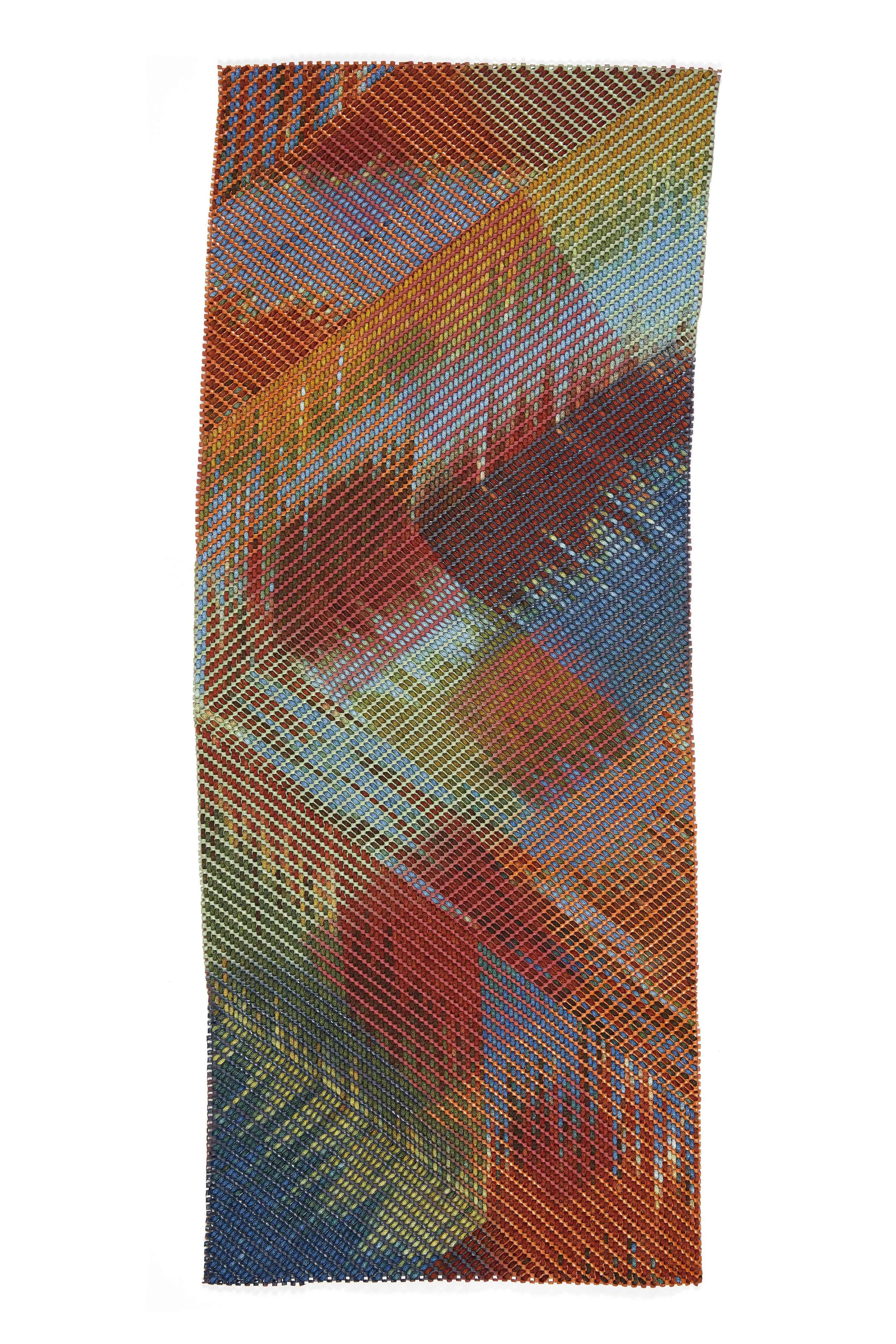 Meredith Strauss, Windswept, stitching and ikat dyeing, 48x20"