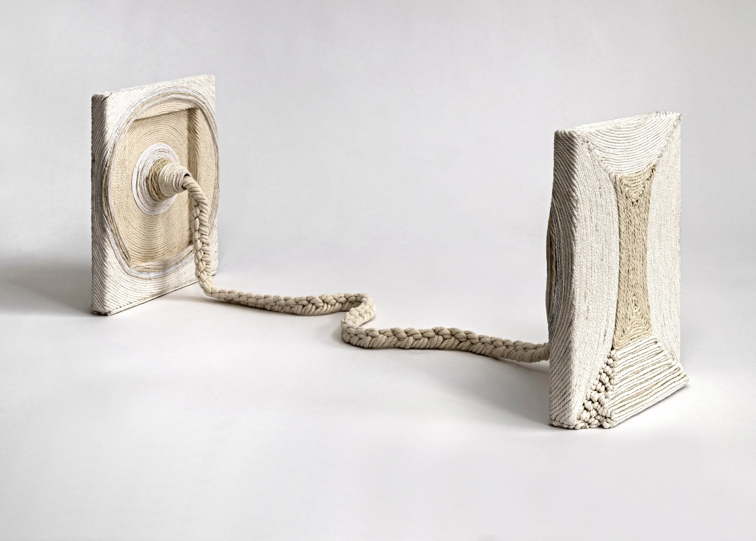 Debra Disman, Communion, fiber on wood, 10.5x21.5x8.5"