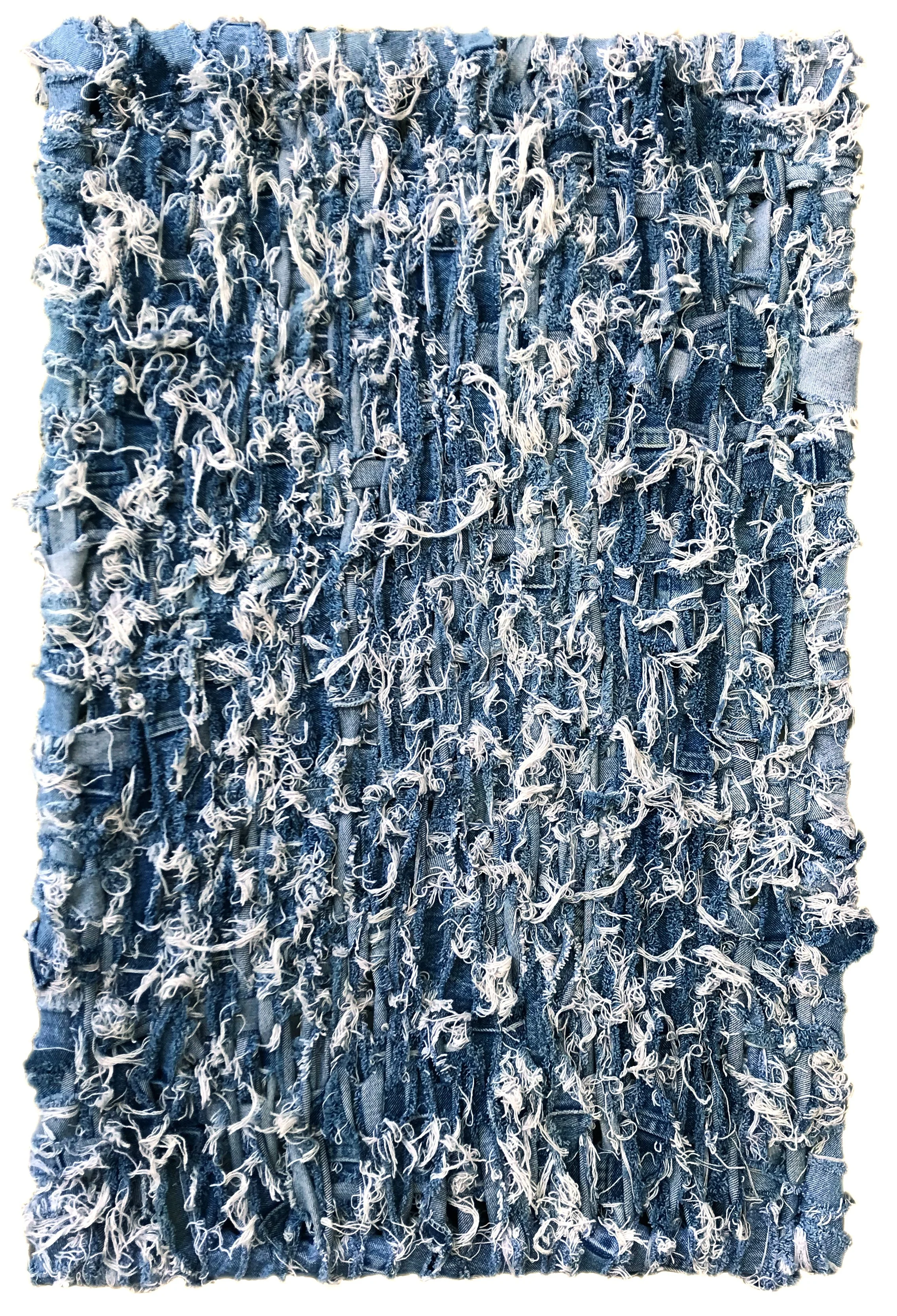 Anne M Bray, Denim Weaving, upcycled denim, 33x22.5"