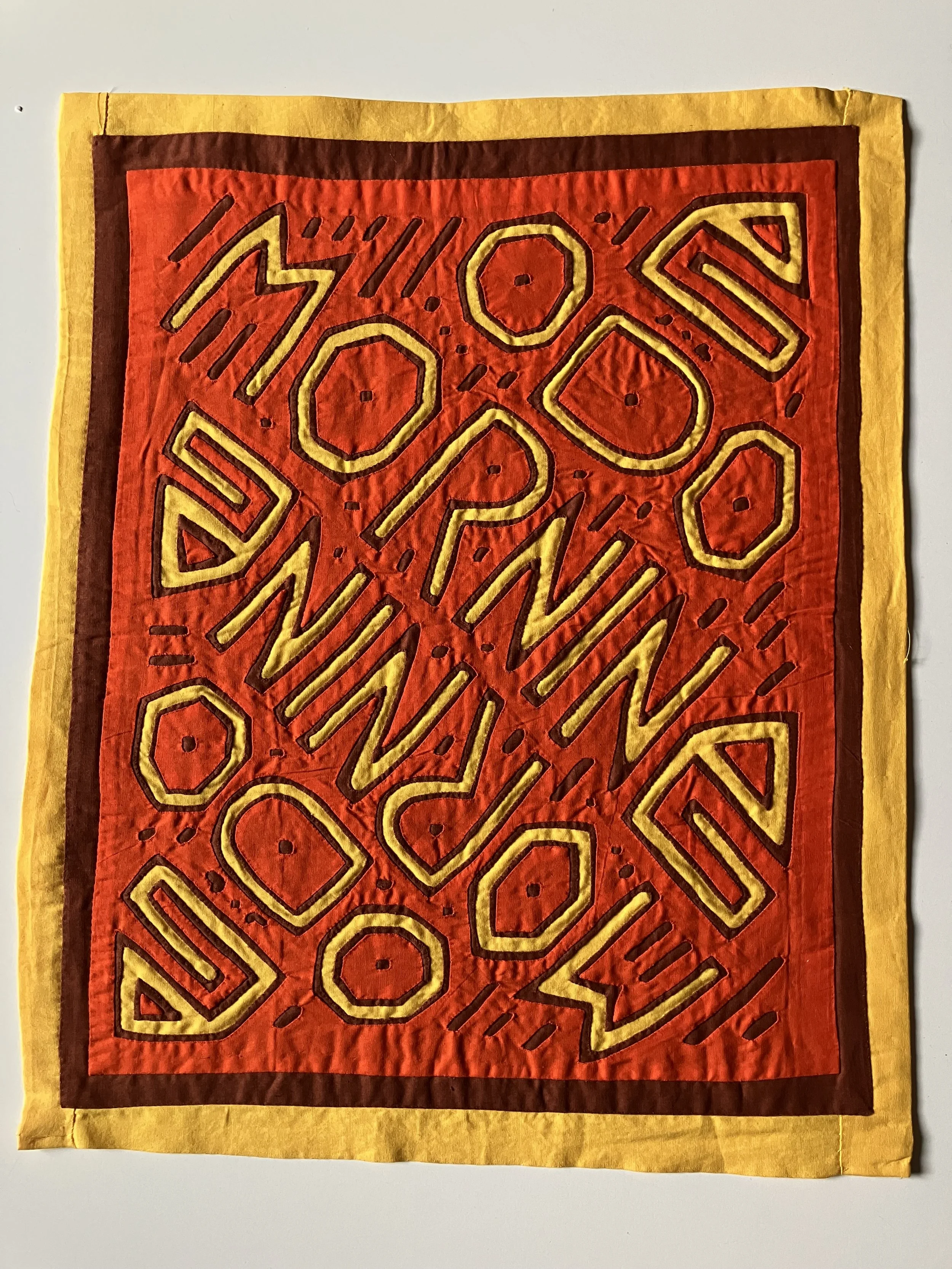 Isabella Tonchi, Good Morning, Embroidery, Mola Style,  15”x14”