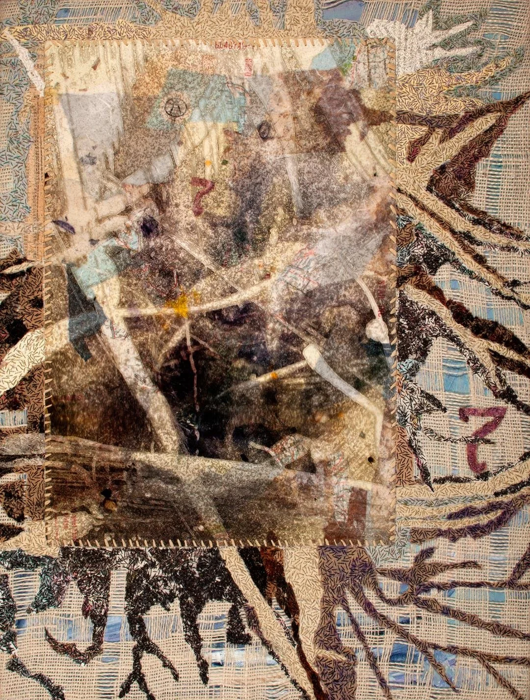 Diane Reeves, Tangled, mixed media and photograph, 24x18"