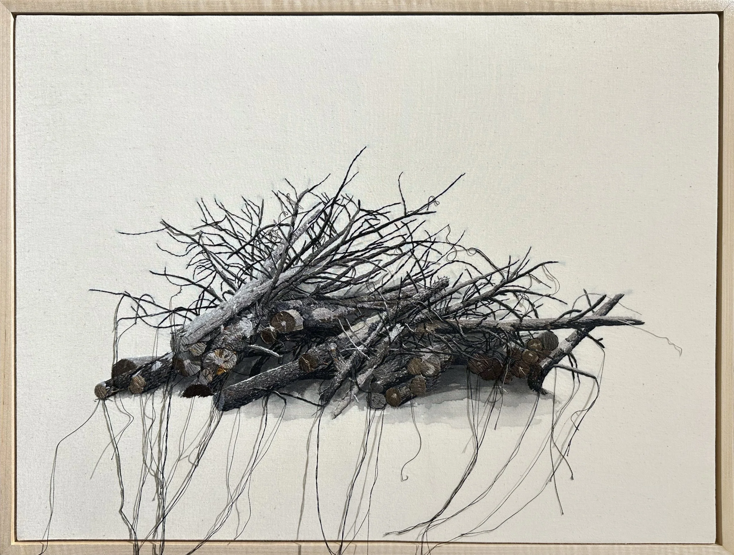 Michelle Robinson, Grave, embroidery on muslin, 8x24"