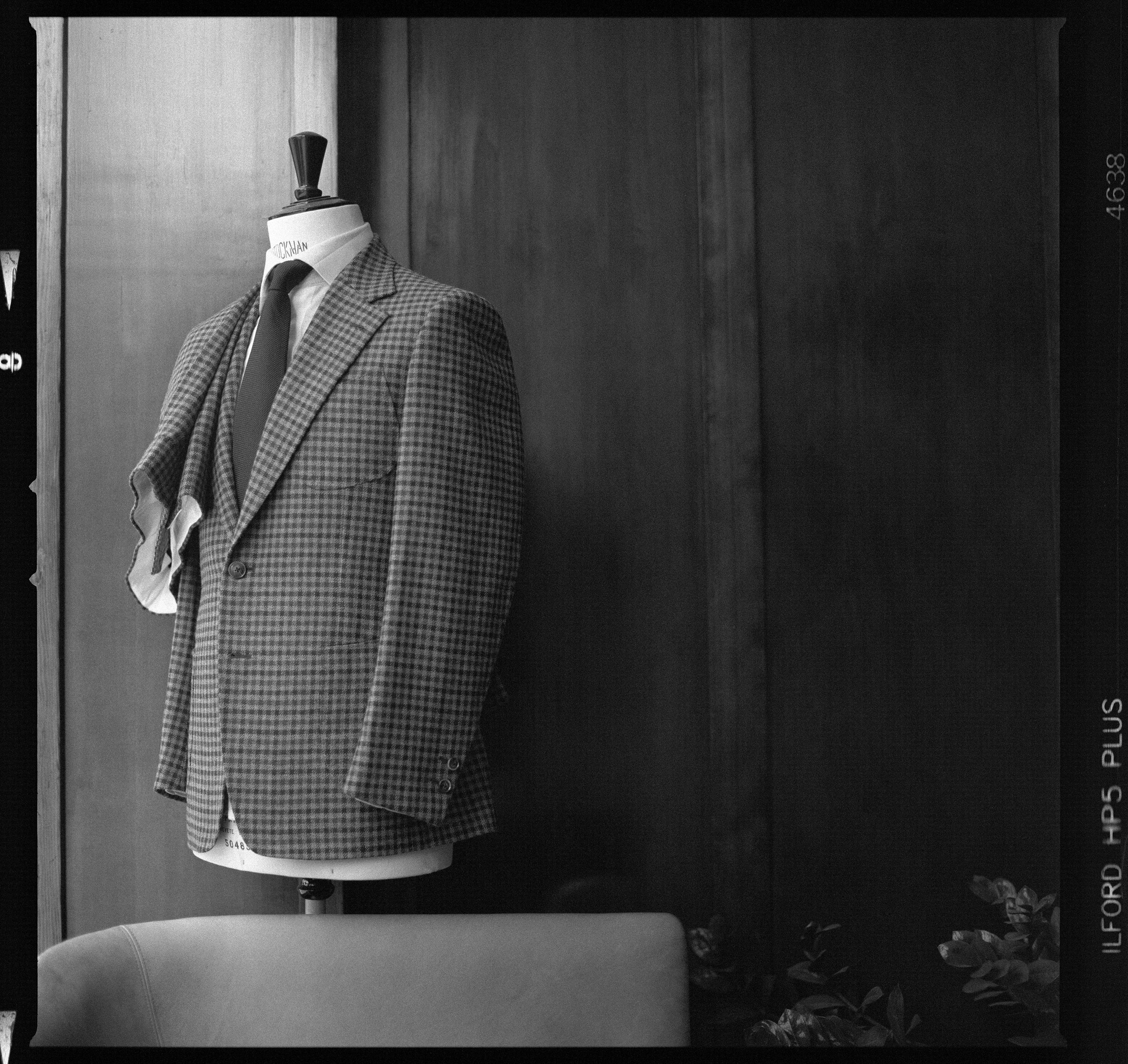 Tailor's Keep Suit Shop in SF. Ilford HP5 drum scanned at 4000 dpi. Hasselblad 501 Camera.