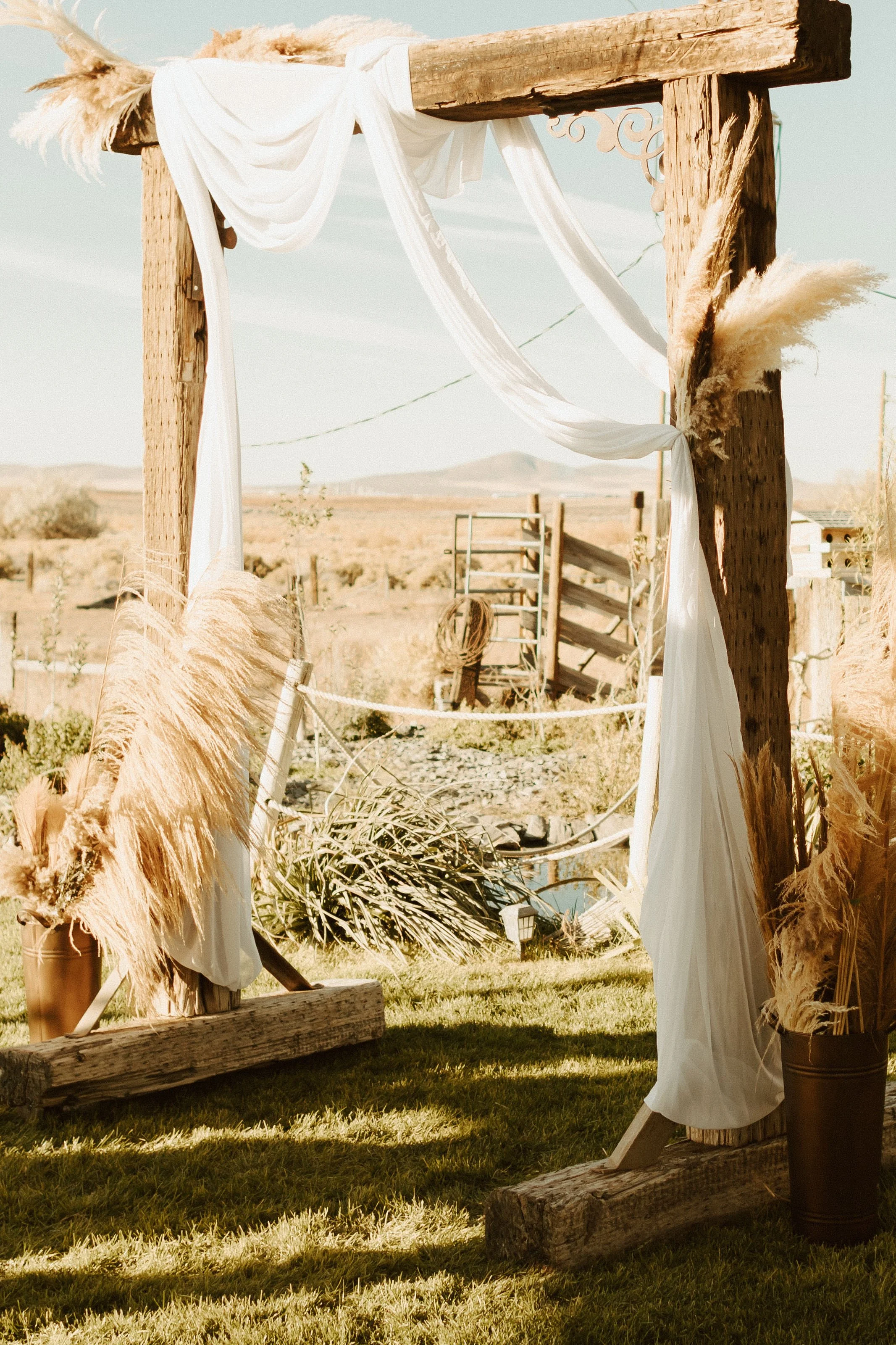 Our arch is available for your use and personal decoration. We will move it to wherever you would like to hold your ceremony.