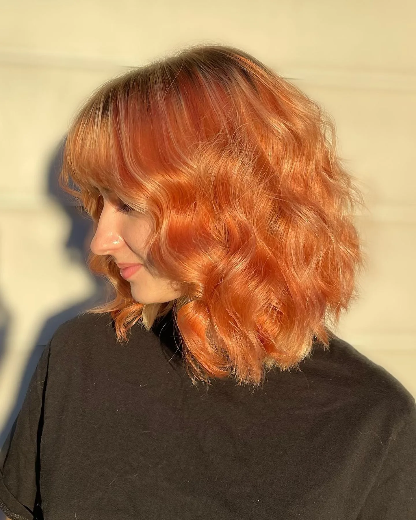 orange creamsicle hair🍊🍨 this hair turned out so cute with the pops of blonde over this light copper base 🥹