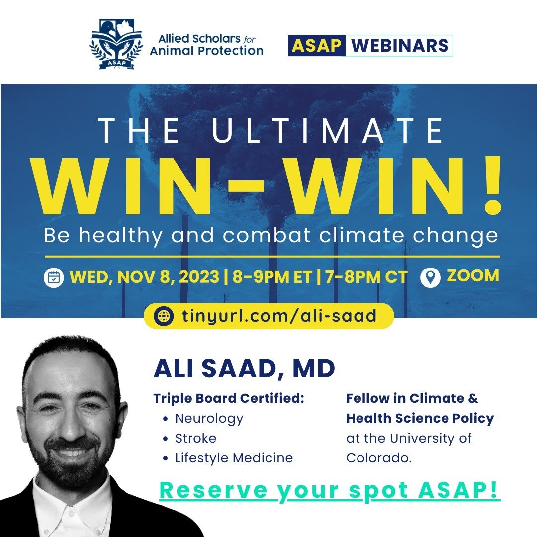 Join us over Zoom on Wednesday, November 8th from 8-9PM EST for a chat on health, climate change, and more with triple board certified physician Dr. Ali Saad! Reserve your spot at tinyurl.com/ali-saad, link in bio.