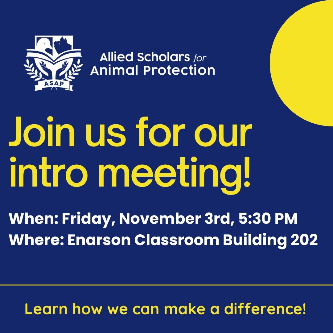 Come join us at Enarson classroom building 202 next Friday, November 3rd at 5:30 for our intro meeting! Learn about ASAP, our upcoming events, our outreach efforts, and how you can best engage with our student chapter here at OSU! 🐄 🌎🫀
