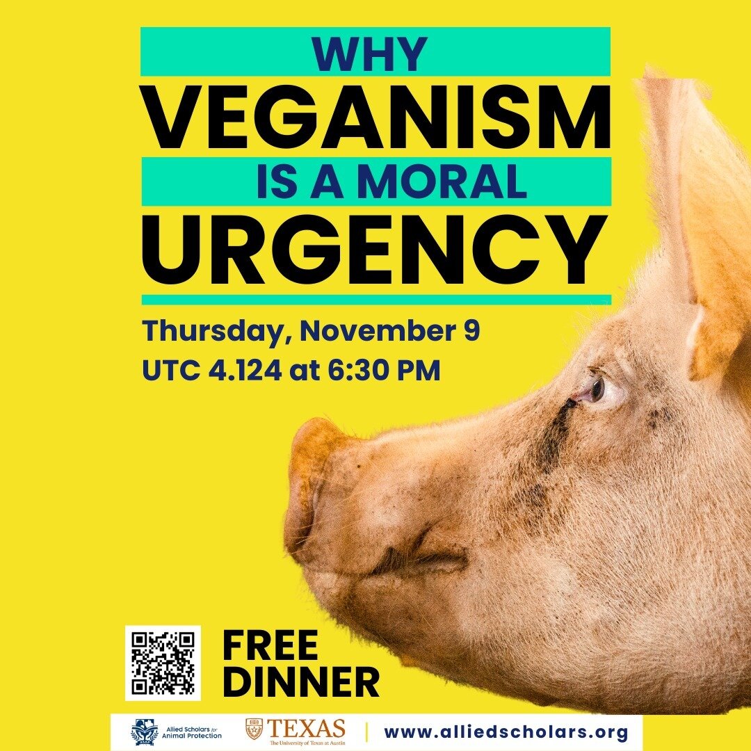 Veganism is a moral urgency!

We'll have free dinner at tonight's talk. Be there or be square!

#animalrights #vegan #govegan