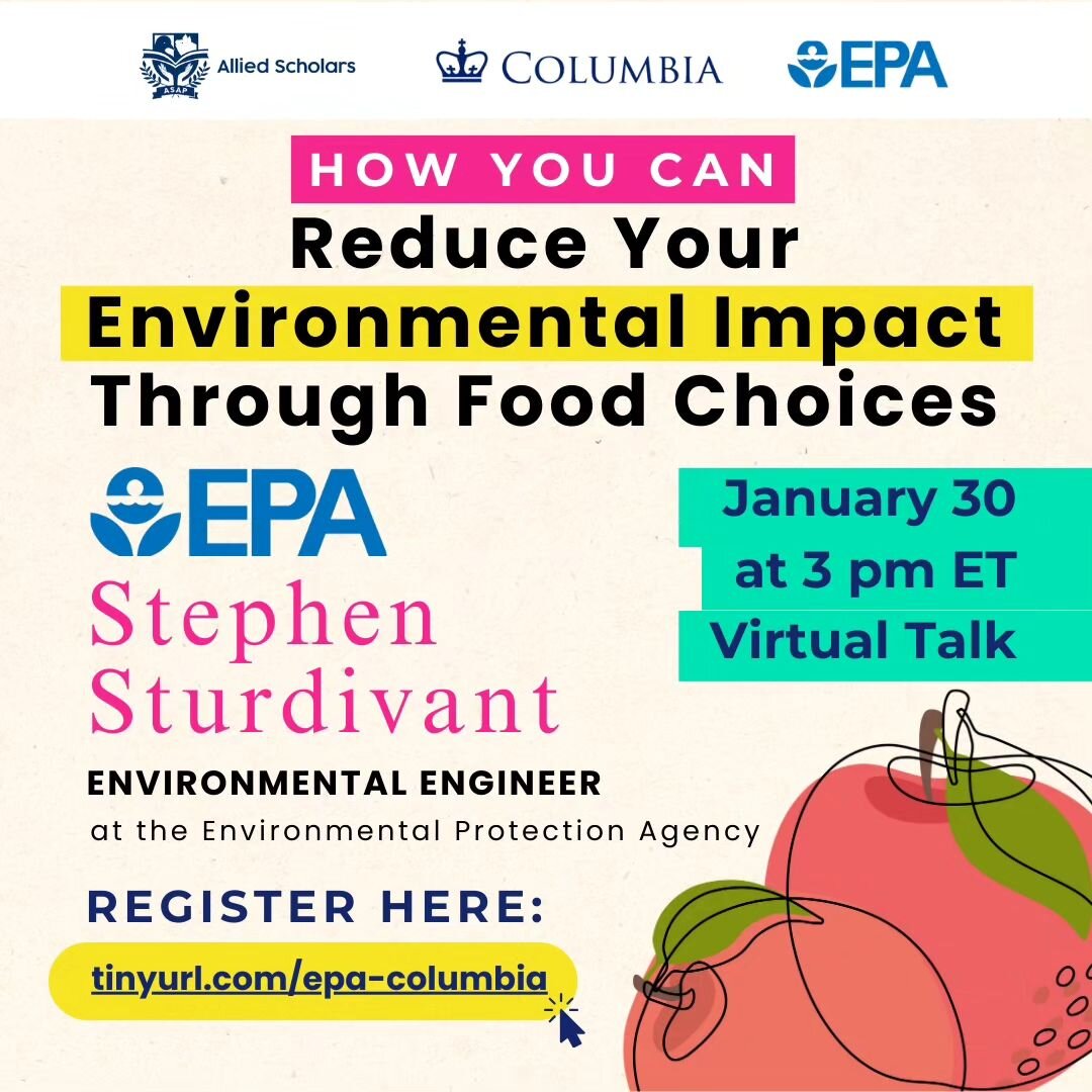 Don't miss this FREE opportunity by EPA and Columbia!

🌍 Learn from the US Environmental Protection Agency about how we can protect the environment with simple dietary choices and eating plant-based!

🌱 Eating plant-based is one of the best steps w