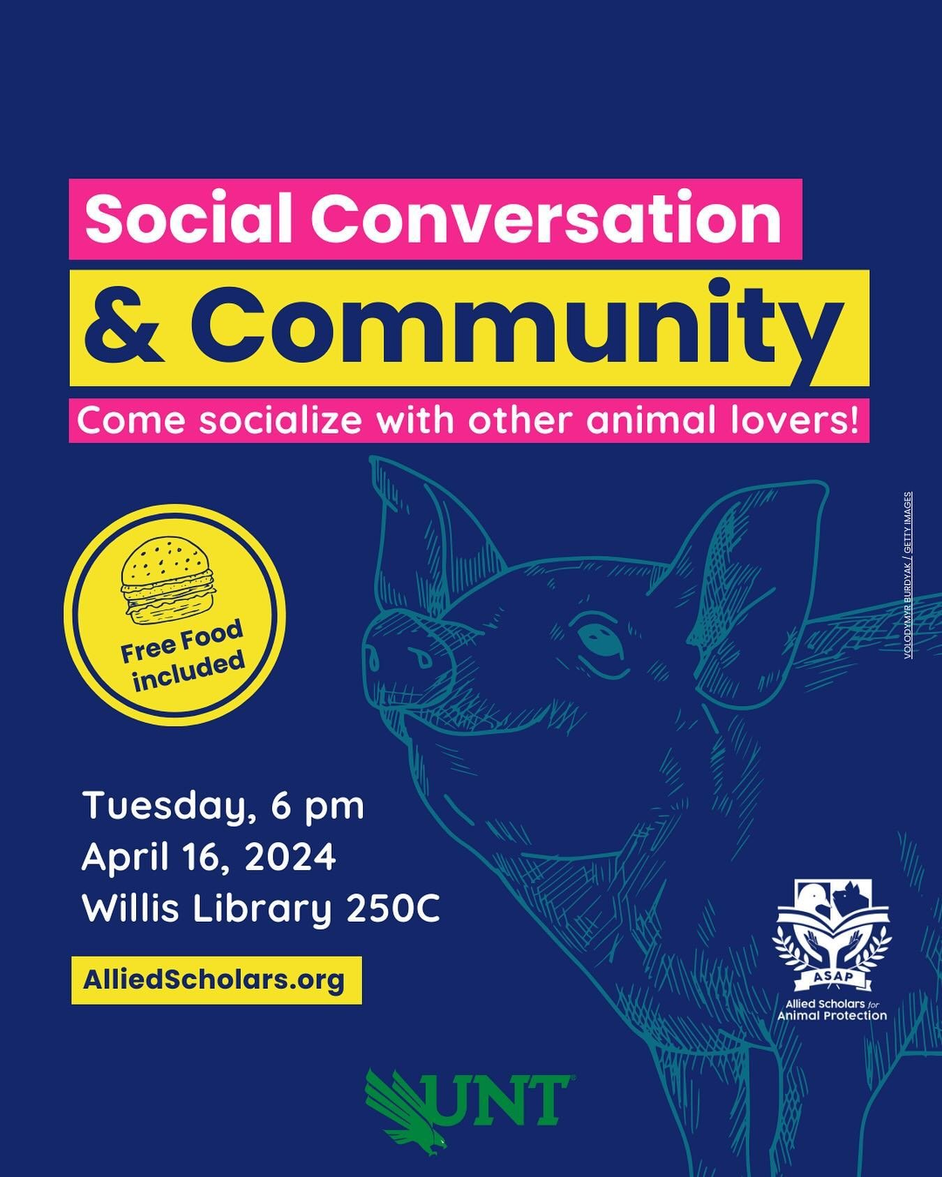 Reminder: Come join our vegan social today at 6 pm in room 250C at Willis Library!