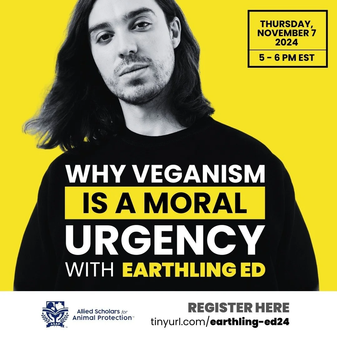 Join us for a webinar with Earthling Ed on Thursday, November 7 2024 at 5 - 6 pm EST!
Be sure to register and reserve your spot.
#vegan #earth #animal