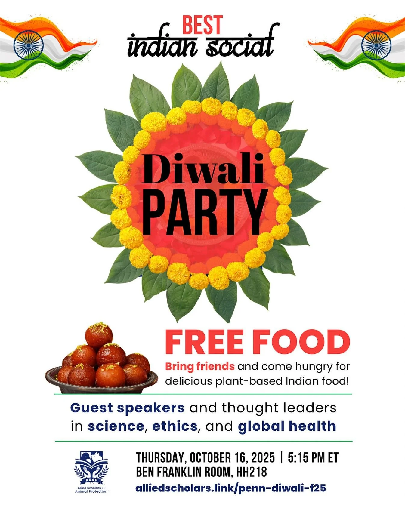 π
 In 3 days on Thursday, October 16, at 5:15 pm ET join us in the Benjamin Franklin Room HH218 for a FREE delicious dinner!
π«You won’t want to miss this wonderful social networking evening featuring our special guest speaker!
π Check the l