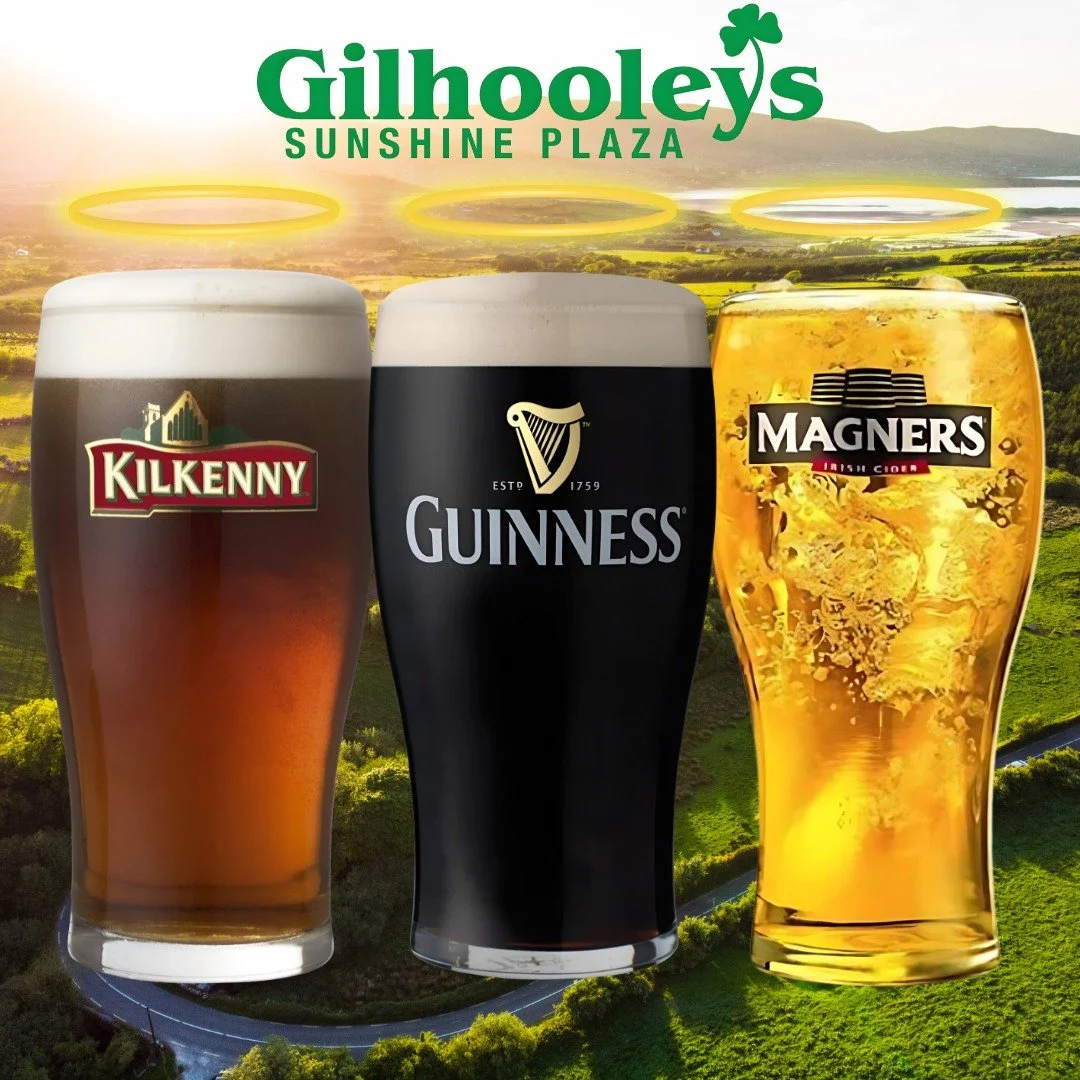 🍻 Experience Ireland's holy trinity this summer at Gilhooleys! Guinness, Kilkenny, and Magners are flowing on tap all day to keep you refreshed with a taste of the Emerald Isle. Whether it&rsquo;s a creamy pint or a crisp cider you&rsquo;re craving,