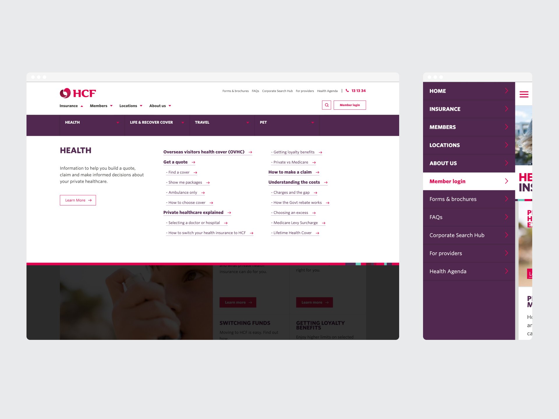 Original HCF menu and header
