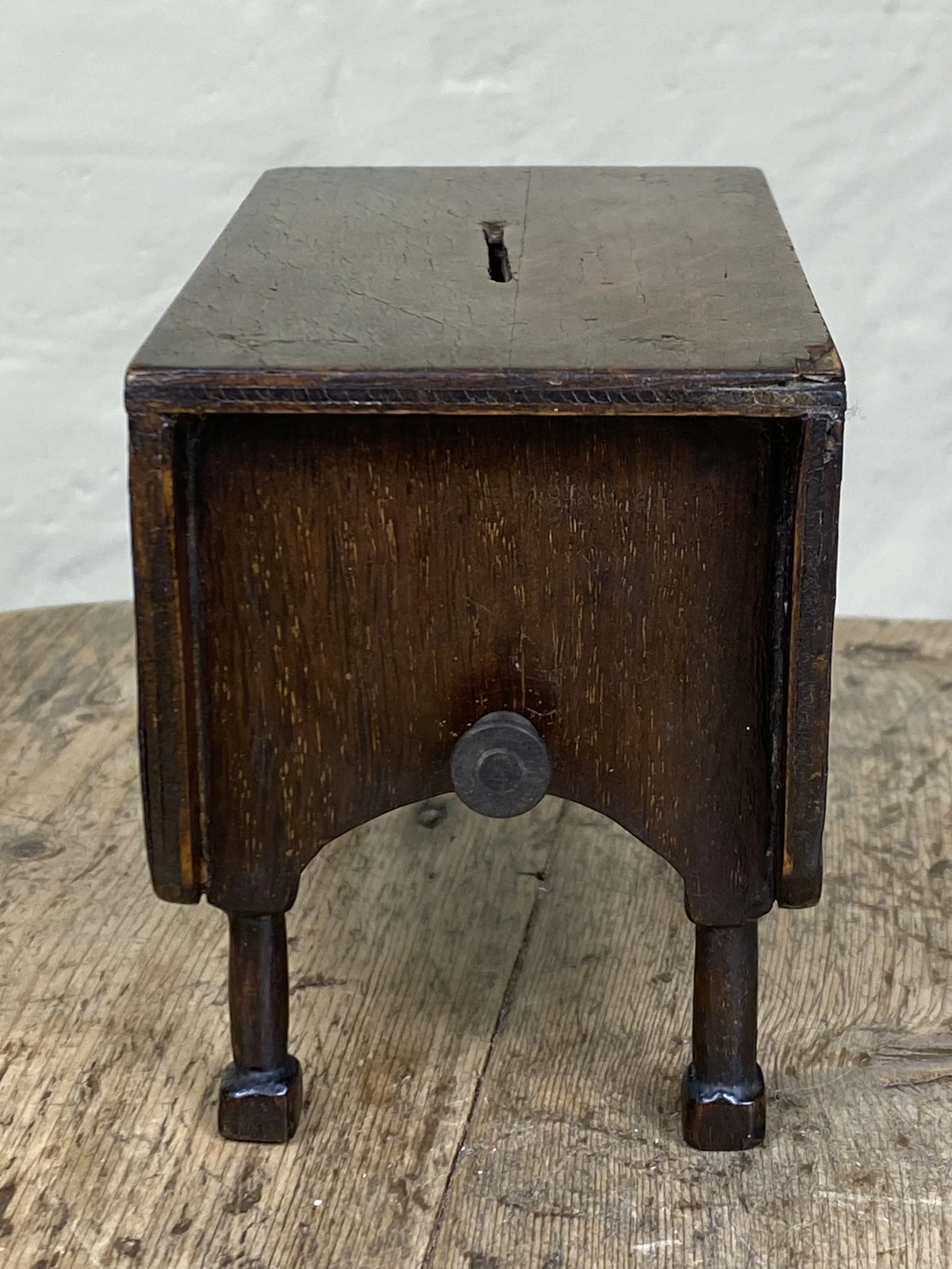 Petite Oak Antique Money Box — Samplers, Treen & Everything In-Between