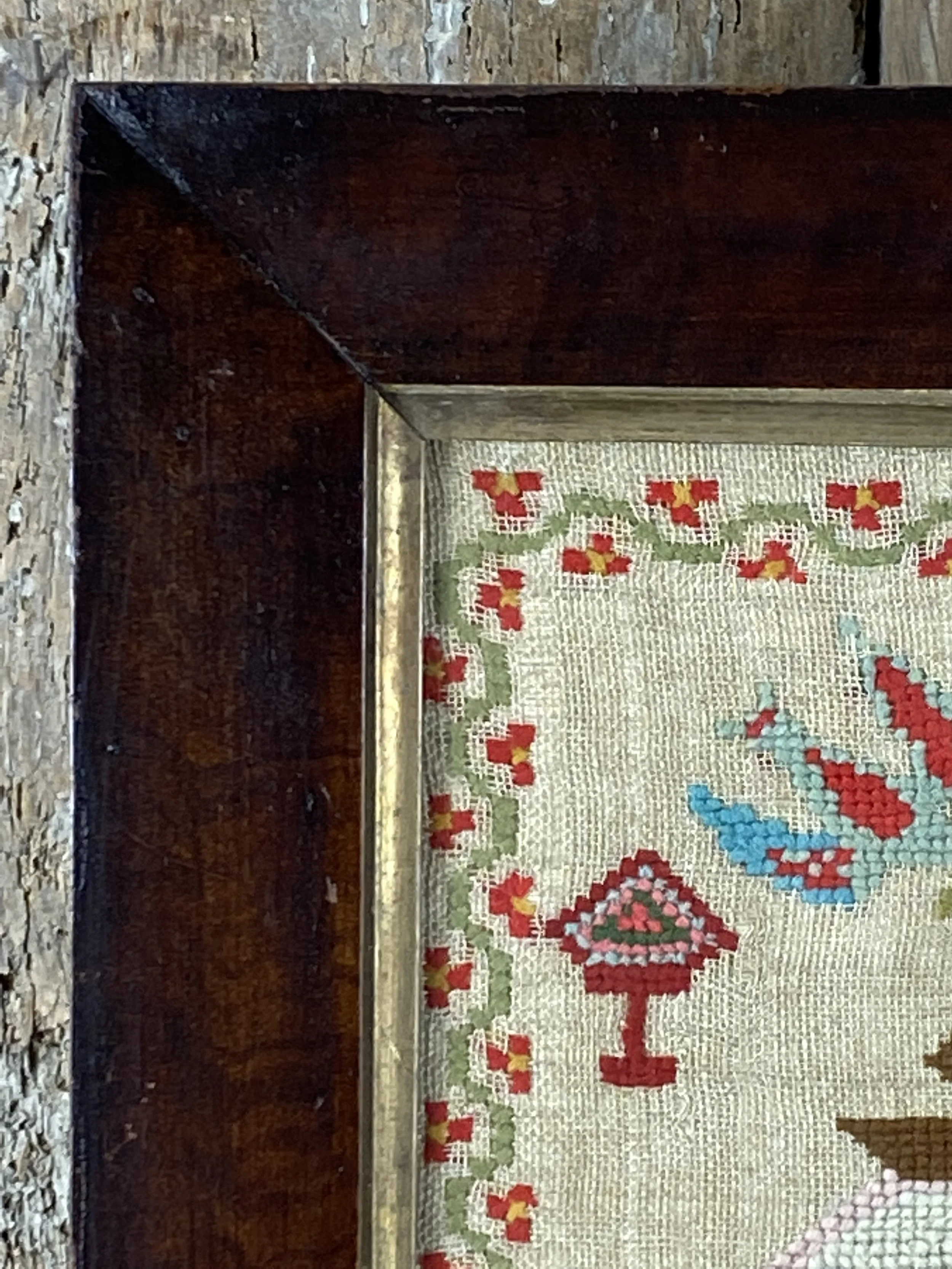 Antique Victorian Woollen Motif Needlework Sampler Dated 1843 By Ann ...