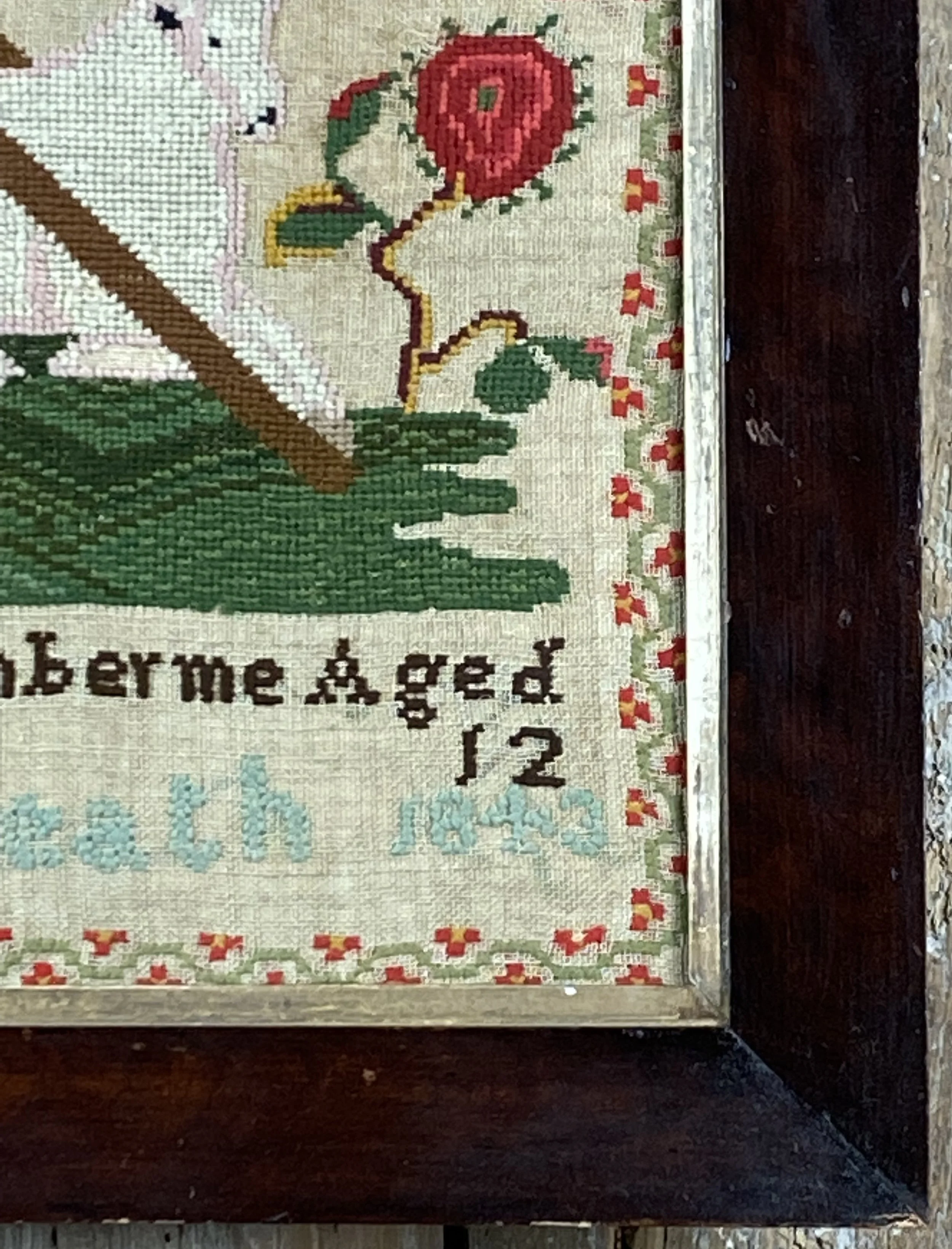 Antique Victorian Woollen Motif Needlework Sampler Dated 1843 By Ann ...