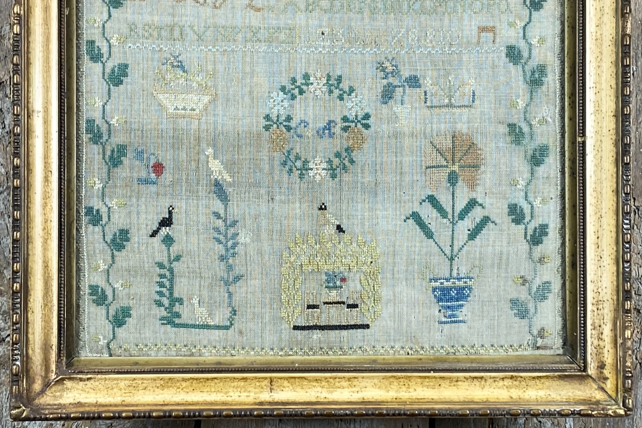 Antique George III/IV Silk Spot Motif & Band Needlework Sampler Circa ...