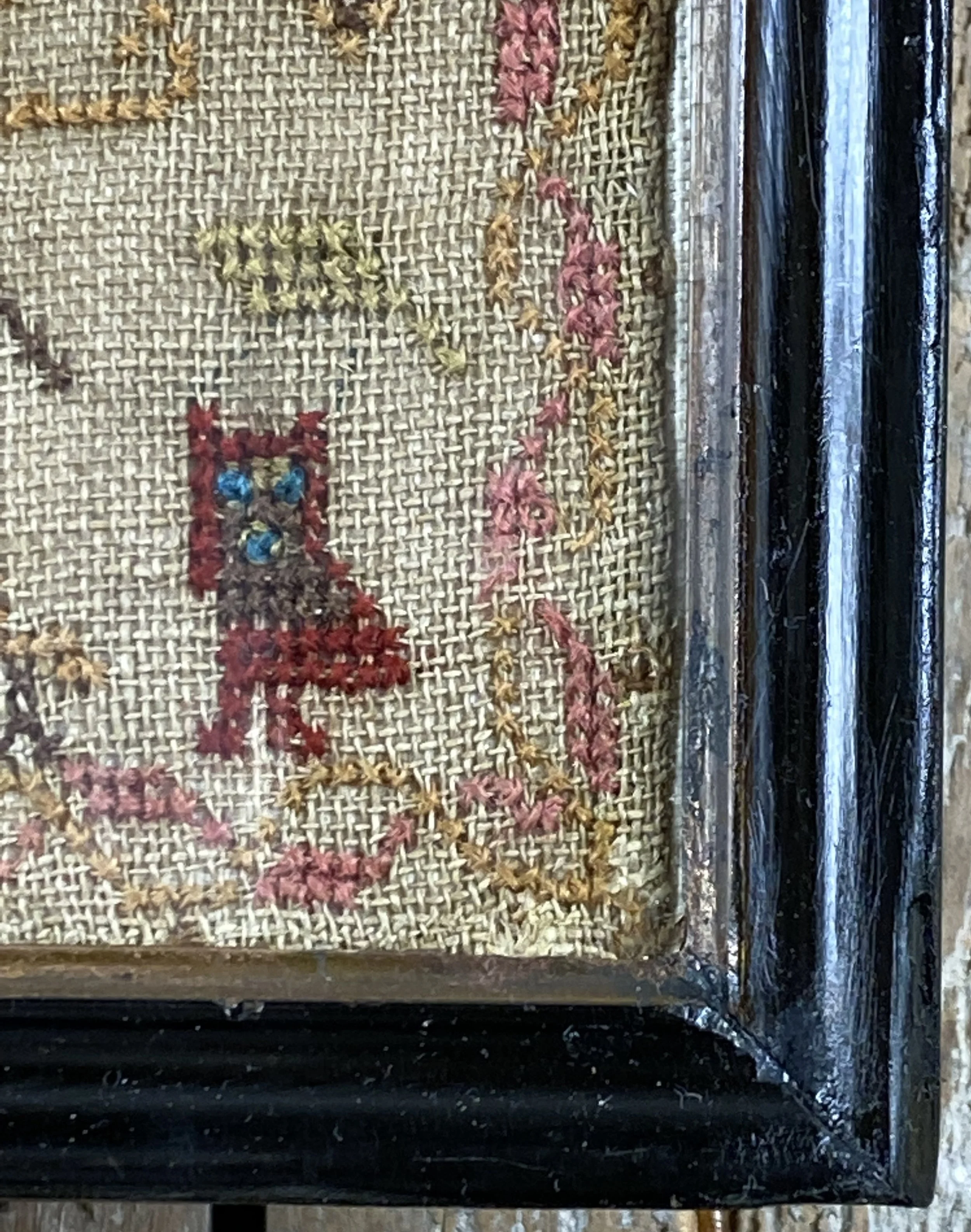 Antique Victorian Wool Band & Motif Needlework Sampler Circa 1840-60 By ...