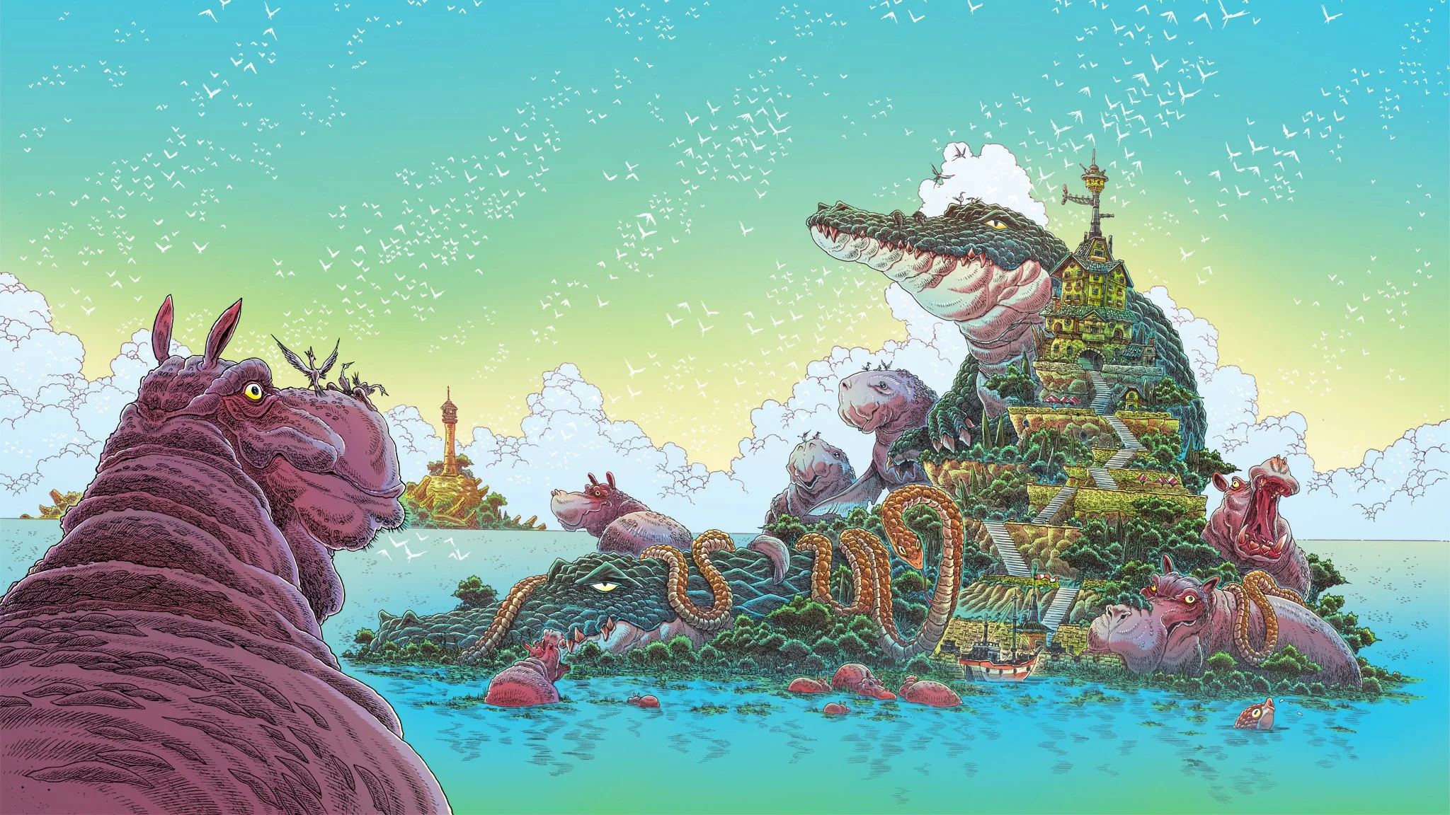 Album cover art for The Longest Johns, titled 'Caught in the Net Vol. 1', depicting a ship caught in tumultuous waves with a fishing net entangling the vessel.