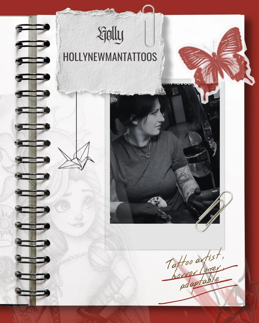 Meet the artist 
🖤 Holly @hollynewmantattoos 
🖤 Best way to book via insta