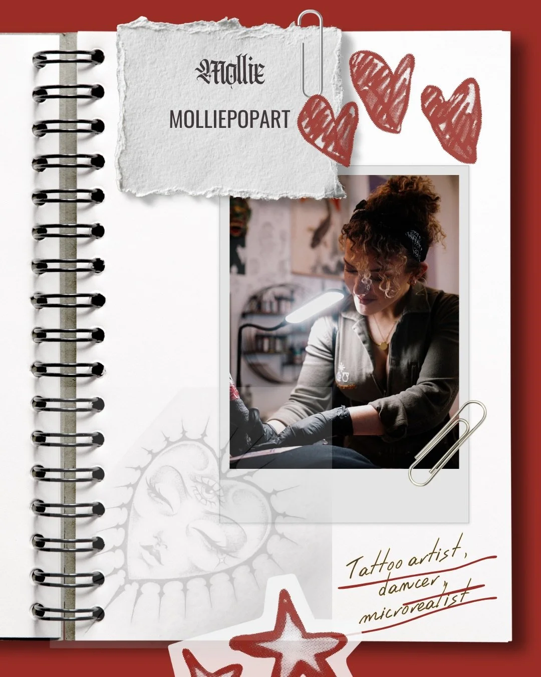 Meet the artist 
🖤 @molliepopart 
🖤 book via insta