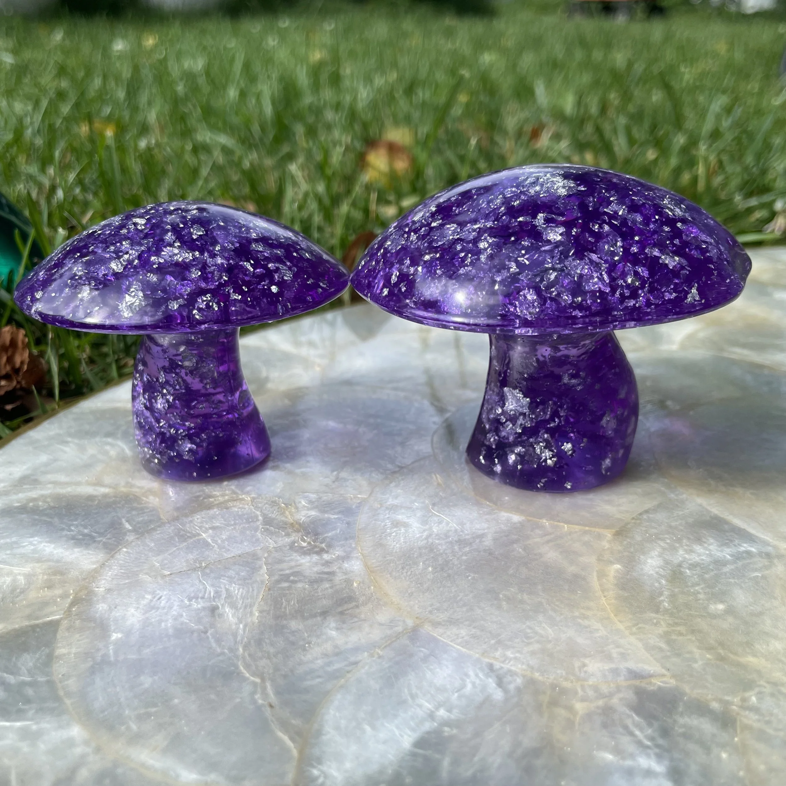Violet Lucite Mushrooms