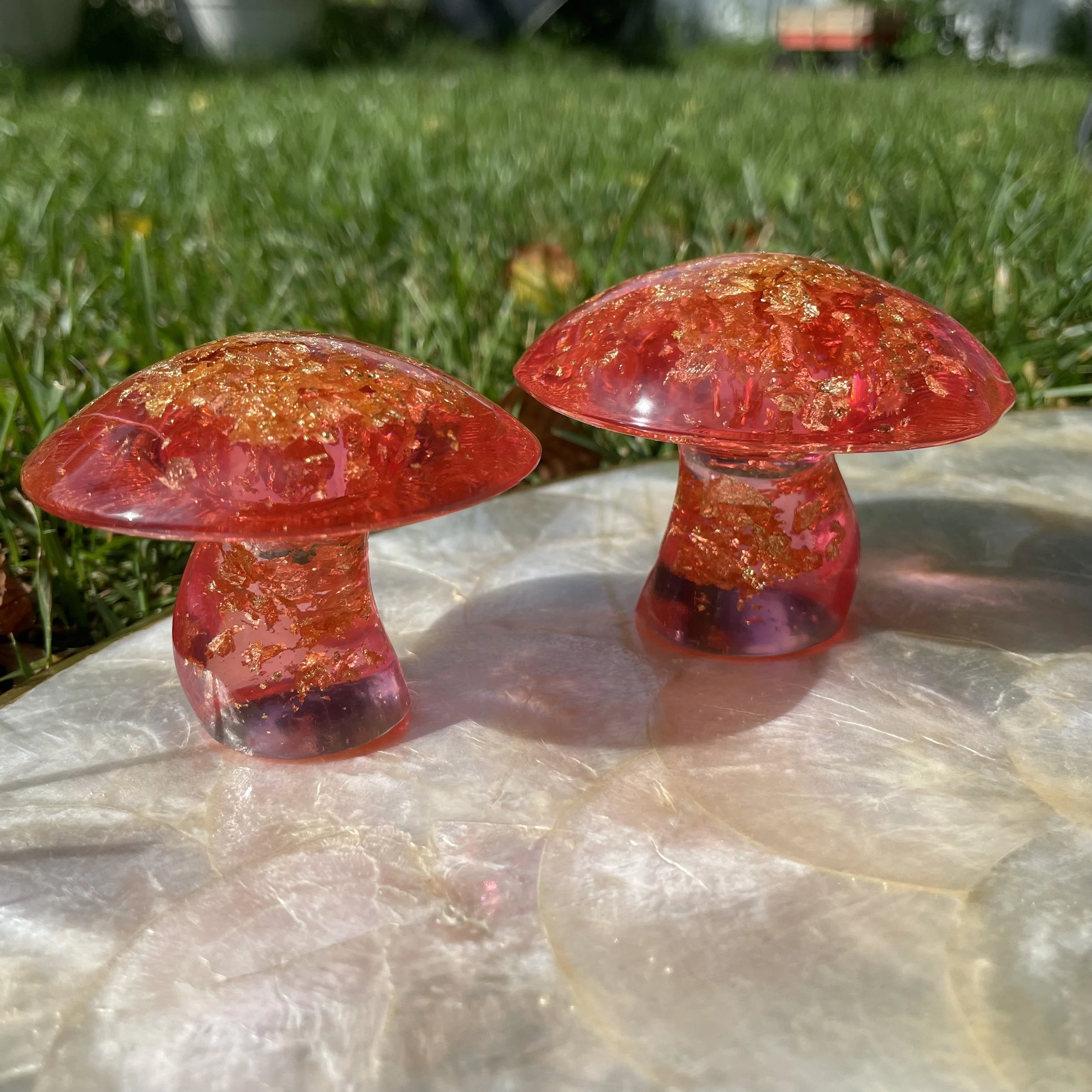 Blush Lucite Mushrooms