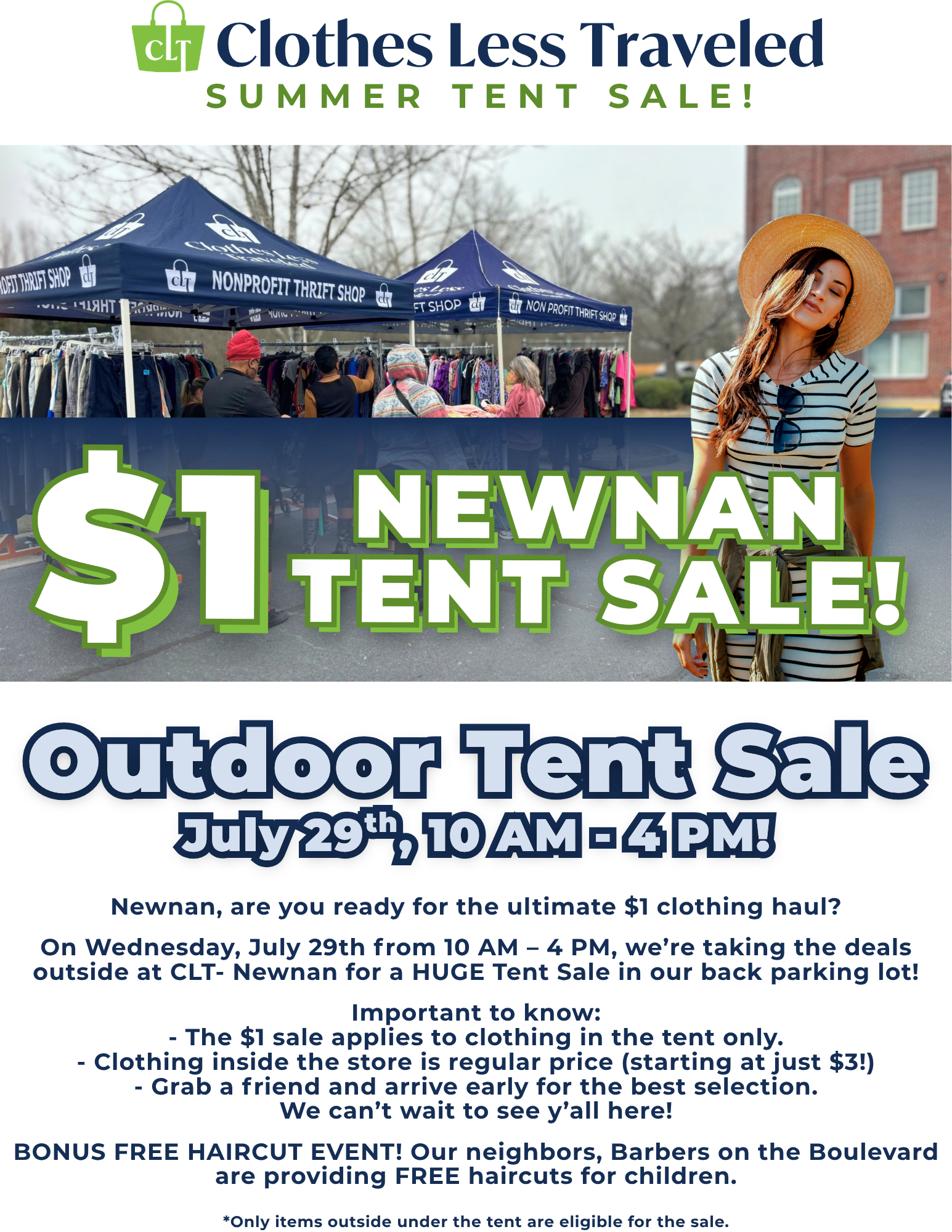 Newnan Thrift Shop Store Clothing Tent Sale Discount Special Promotion Event