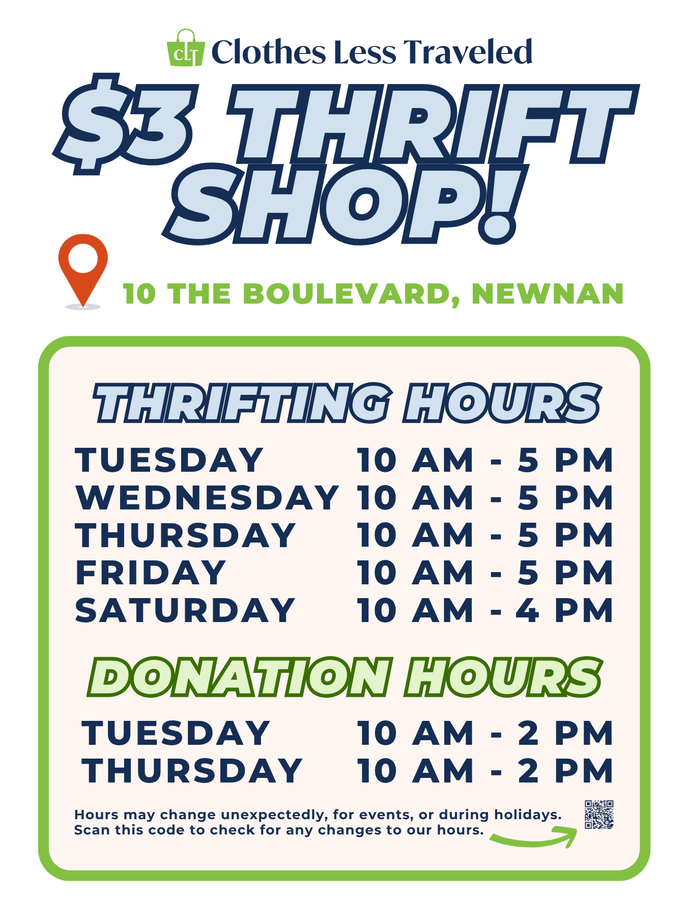 Thrift Shop Store Newnan $3 Secondhand Clothing Donate Shopping Hours of Operation