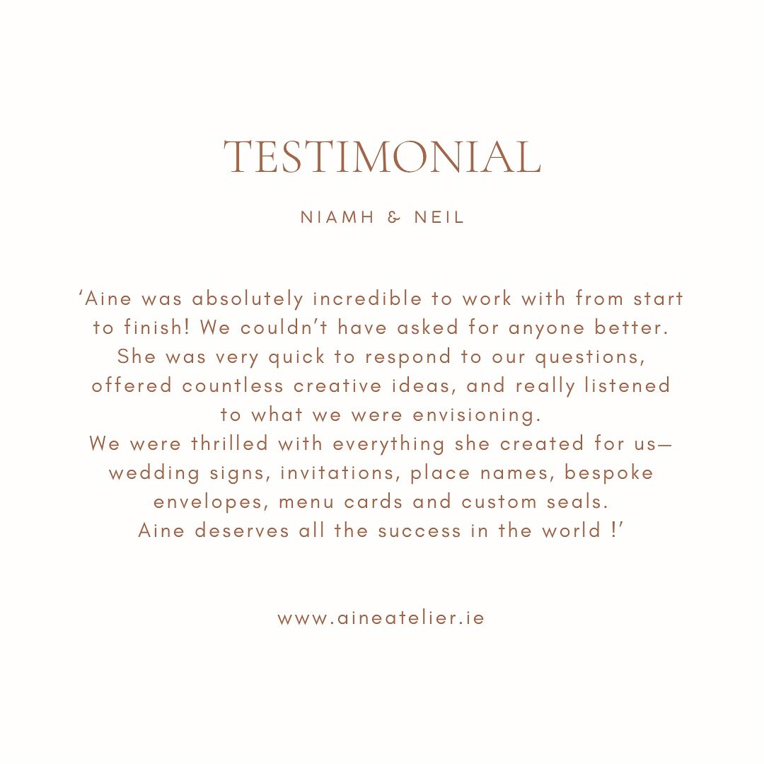 Thank you Niamh &amp; Neil 🤍 

It was such a pleasure working with Niamh and Neil on their custom wedding stationery. 

Thank you for choosing Aine Atelier to be part of your special day! 

#weddingstationerydesign #weddingsupplierireland #weddingst