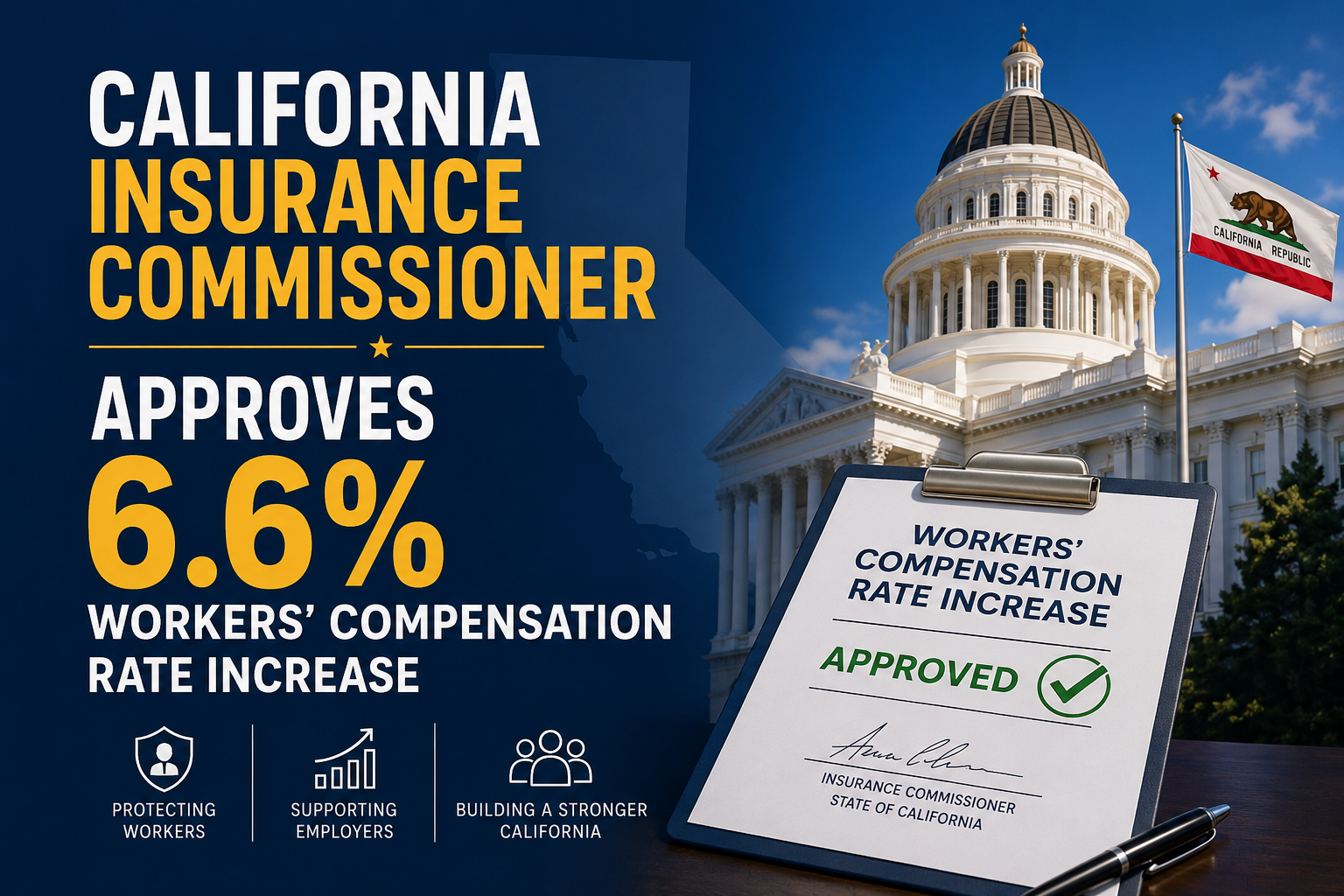 California Insurance Commissioner Approves 6.6% Workers' Compensation Rate Increase