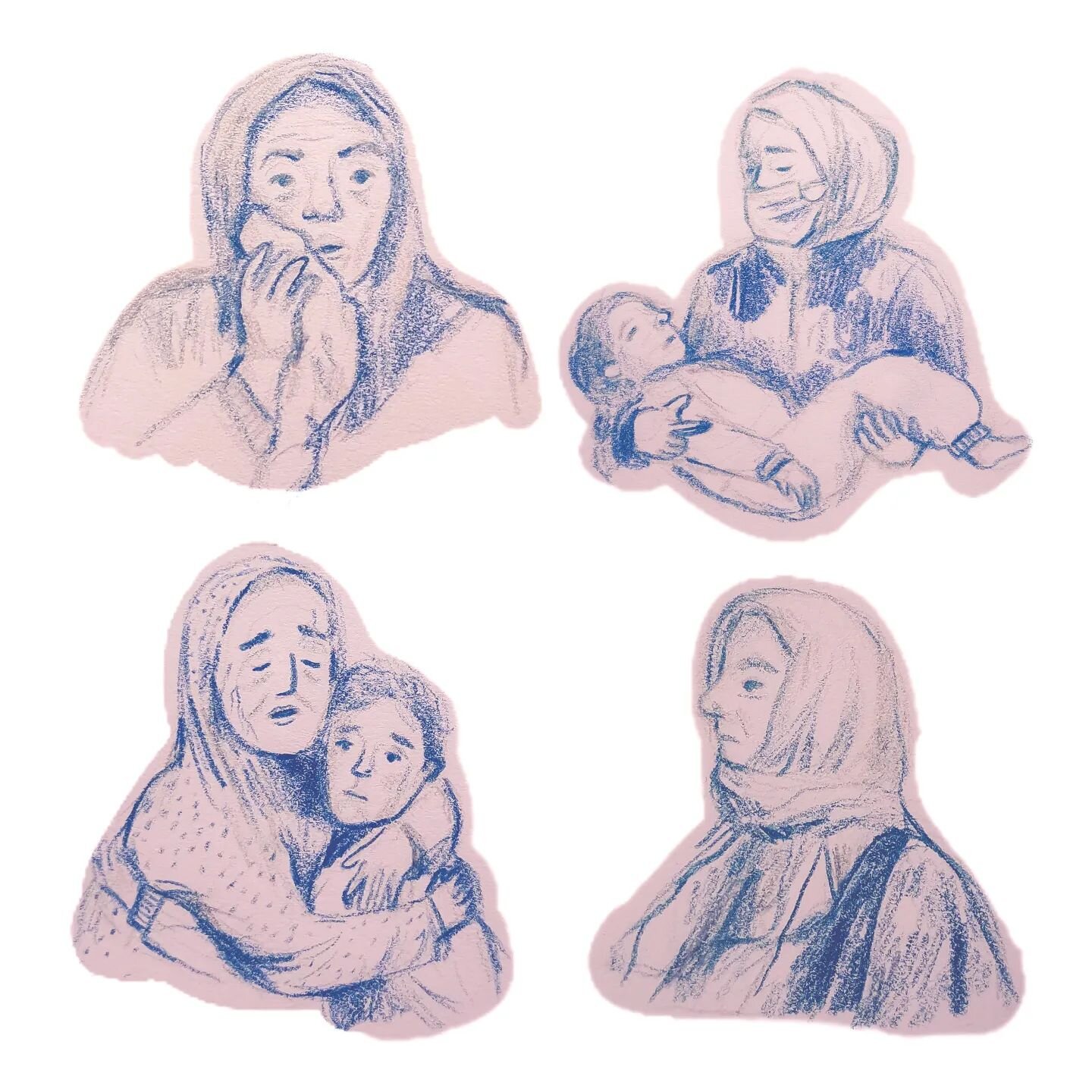 This International Women's Day we are coming together to say NO IWD WITHOUT GAZA.&nbsp;

Today, I'm sharing sketches of Gazan women and girls, based on powerful images captured by @belalkh. I also want to highlight @lama_jamous9, 
@hindkhoudary, @wiz