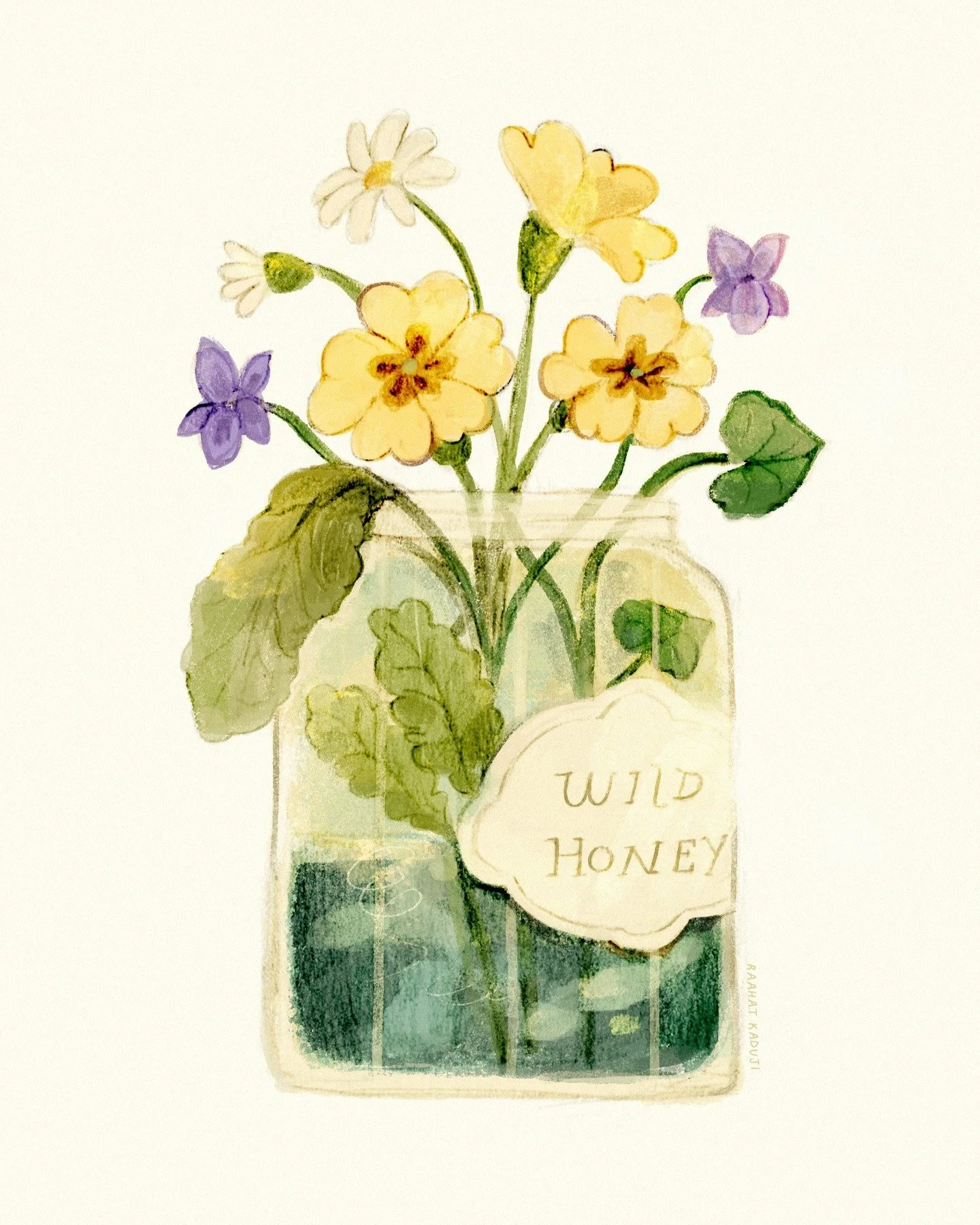 Happy May 🌼 Here&rsquo;s a small jar of wildflowers to hold onto what remains of spring. This was my last illustration of April and my first personal piece in quite a while. I&rsquo;ve been dreaming of creating a series of tiny wildflower jars since