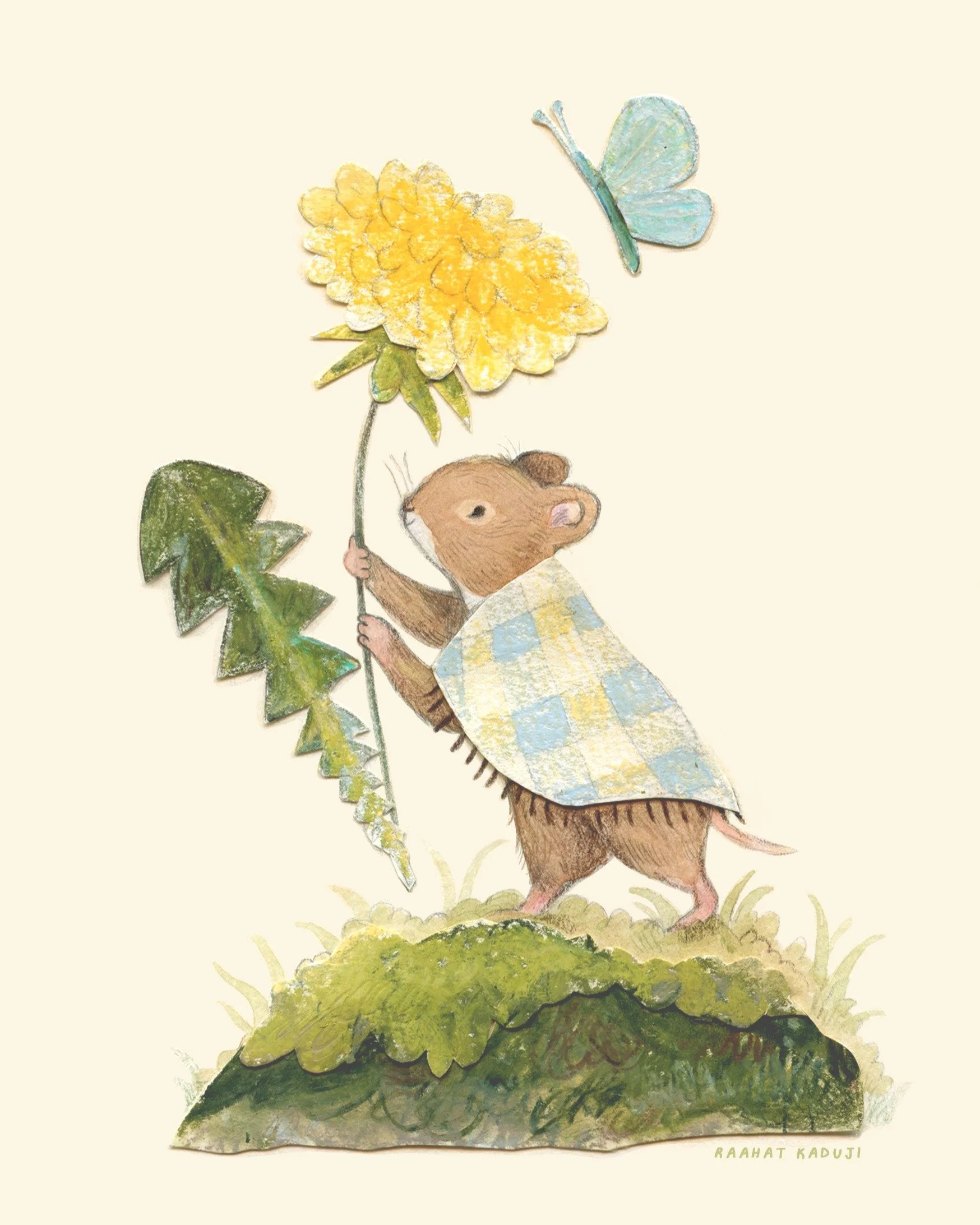 Dandelions for supper 🌼 A little collage that I made over the weekend, which will also go out as this month&rsquo;s Owl Post art mail (there's still time to join to receive a print). 

I've had wildflowers on my mind and felt inspired by the joyful 