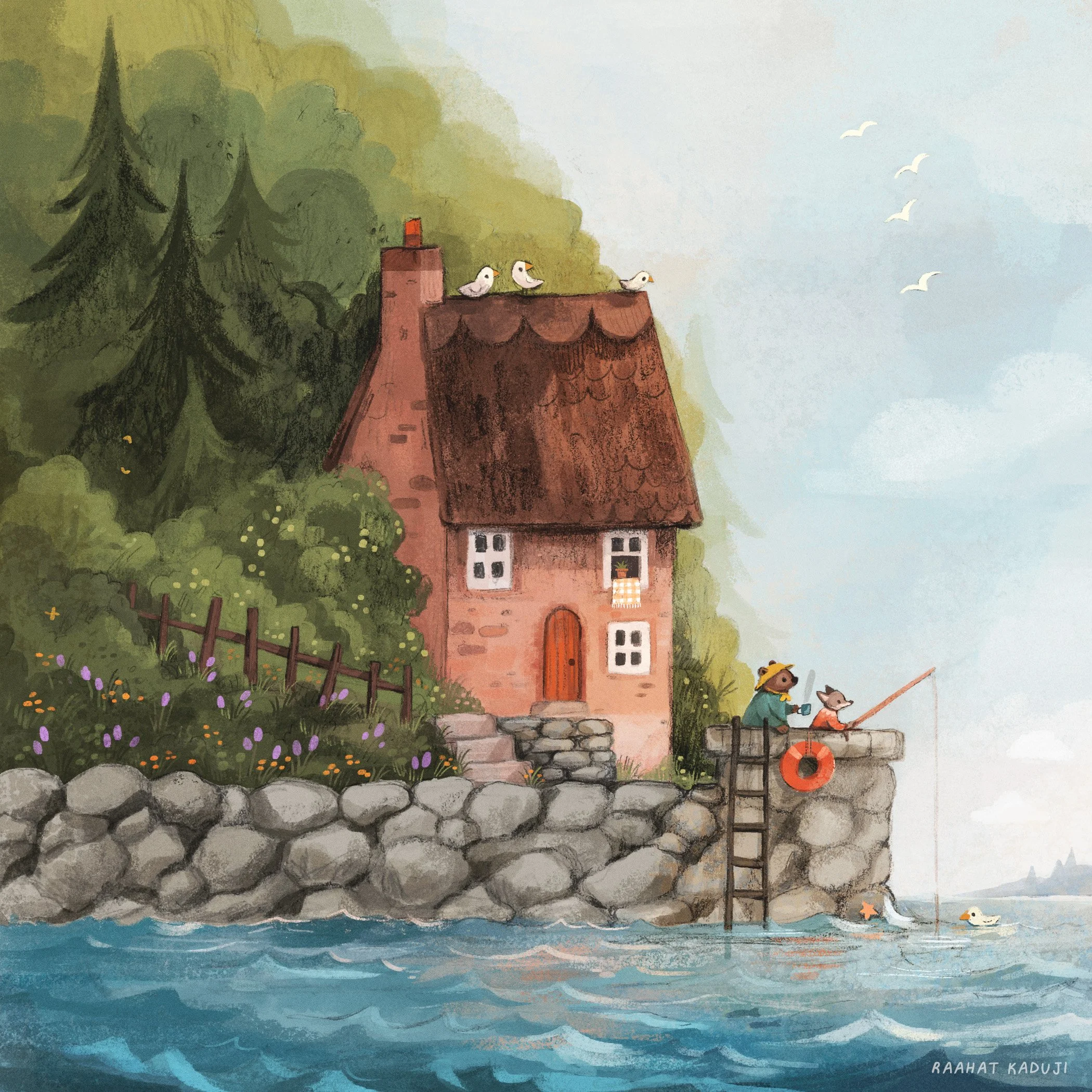 A gentle morning on the first day of July. I hope you enjoyed turning to this page in the calendar. It was one of my favourites to illustrate, especially adding the little details. May you have a beautiful month ahead 💛