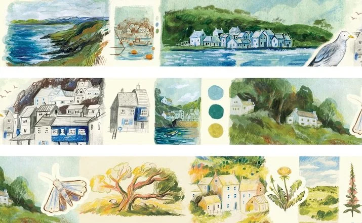 Coast and Countryside ⚓️🌾 finally sharing a closer look at the tape that I created for the @thewashistation&rsquo;s Travel Journal collection. The theme was right up my street, and this special little tape features art from my personal travel sketch