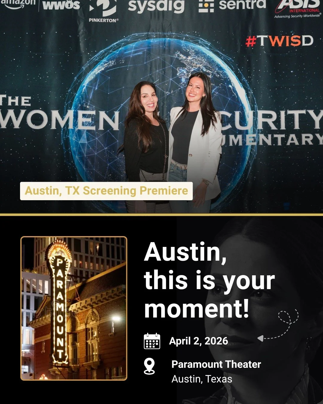 Austin, the conversation arrives. 🎬

On April 2, The Women in Security Documentary comes to Austin for a special screening, bringing together leaders across the security profession.

This event will create space for meaningful dialogue around leader