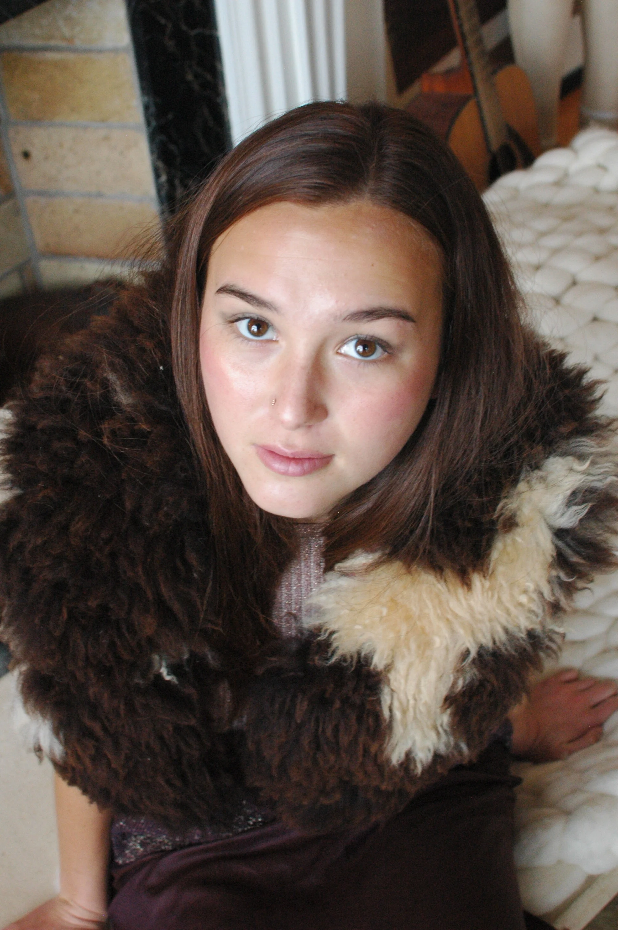 luxurious wool stole collar