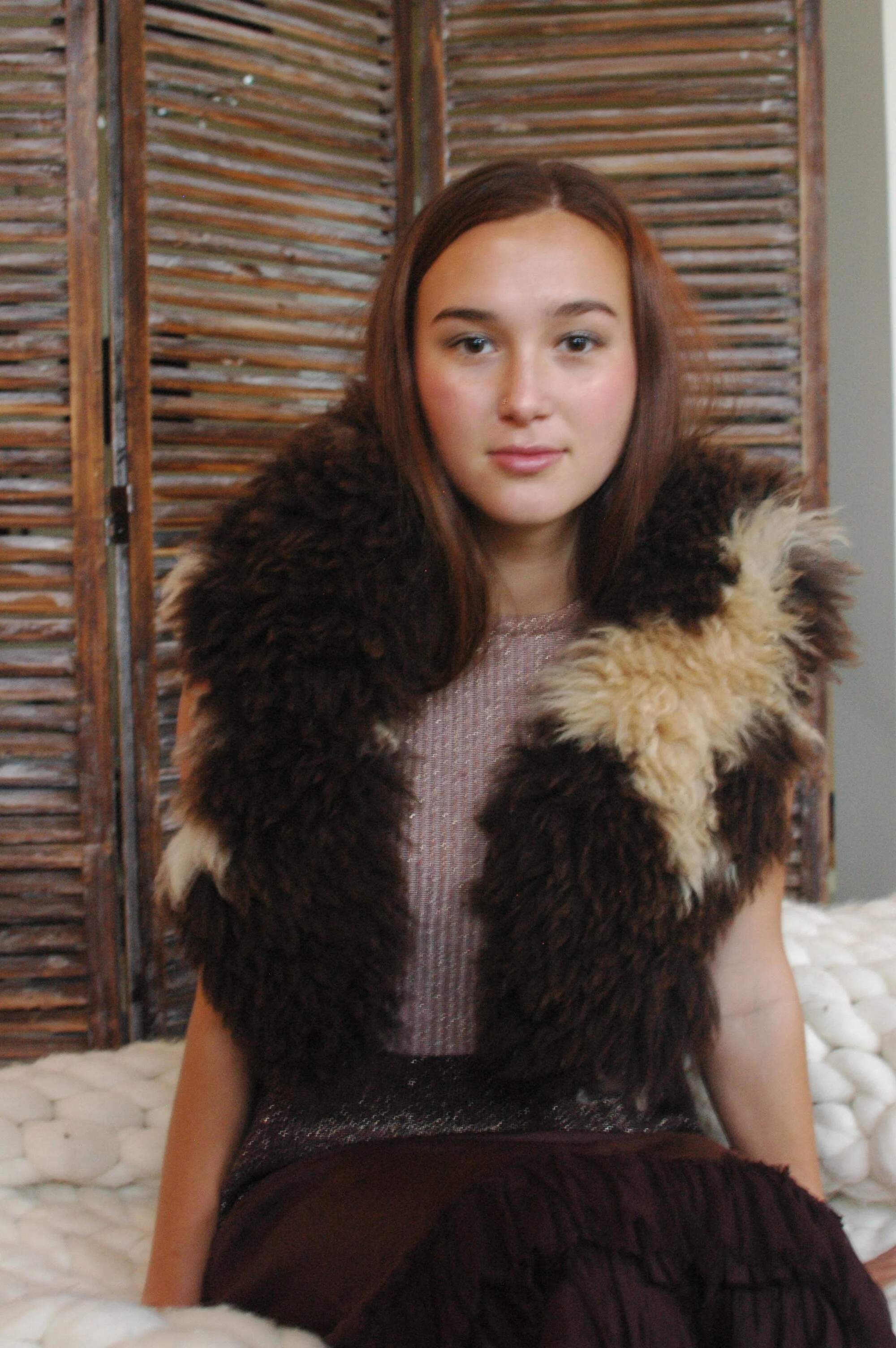 luxurious wool stole collar