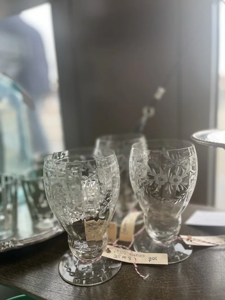 Vintage Etched Water or Wine Glasses, circa 1930