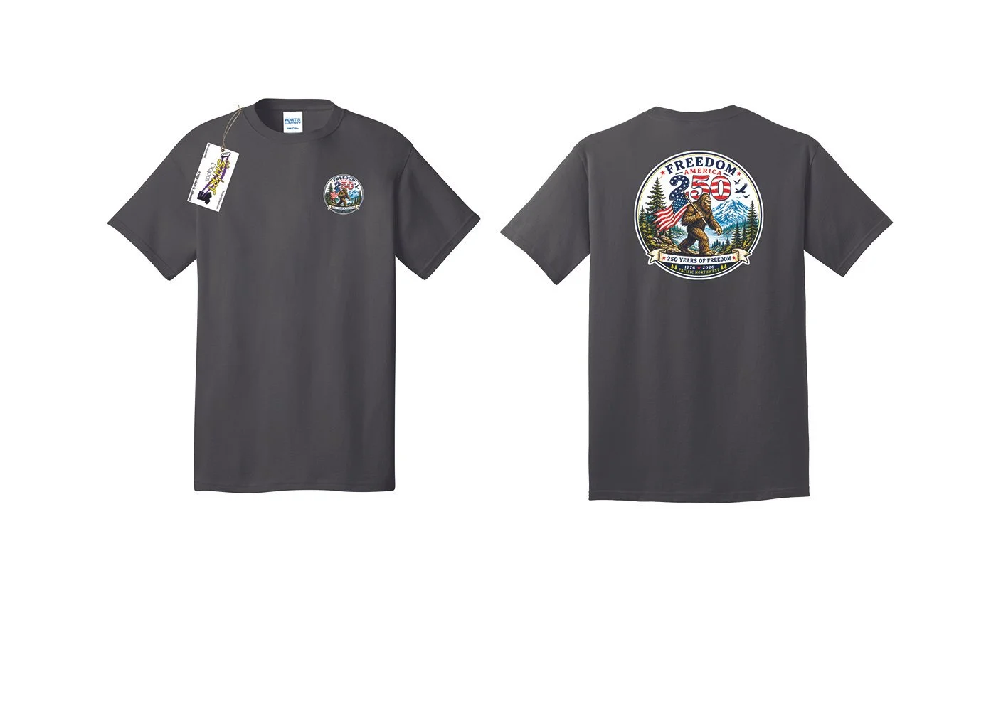 Round America 250  Freedom Westport, Washington Sasquatch Pacific Northwest PNW Crew Gear Beach Mens
