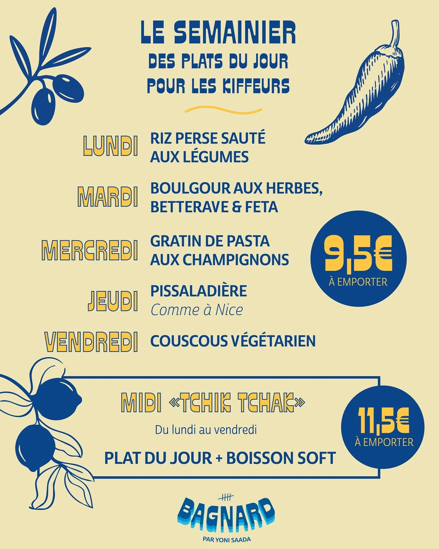 &Ccedil;a sent le Soleil 
On lance Le semainier dans tous nos Restaurants!! ☀️

Des recettes du jour imagin&eacute;es par le Chef rien que pour vous, avec tout ce qu&rsquo;on aime et parce qu&rsquo;on vous aime !!!!
Du soleil, de la g&eacute;n&eacute